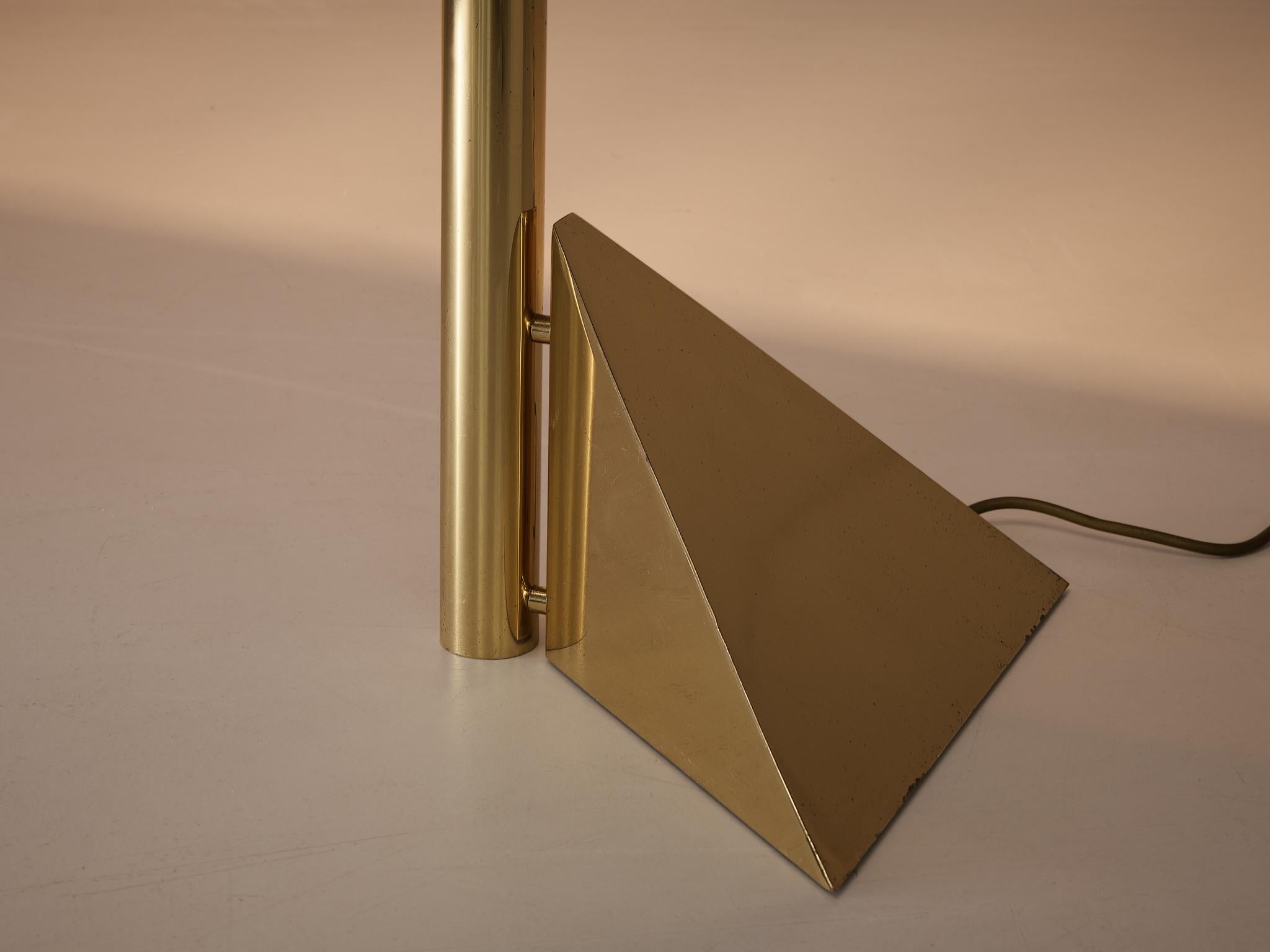 European Geometrical Floor Lamp in Brass