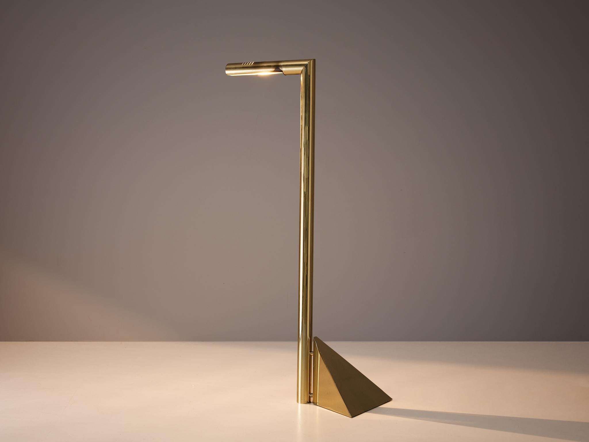 Late 20th Century Geometrical Floor Lamp in Brass