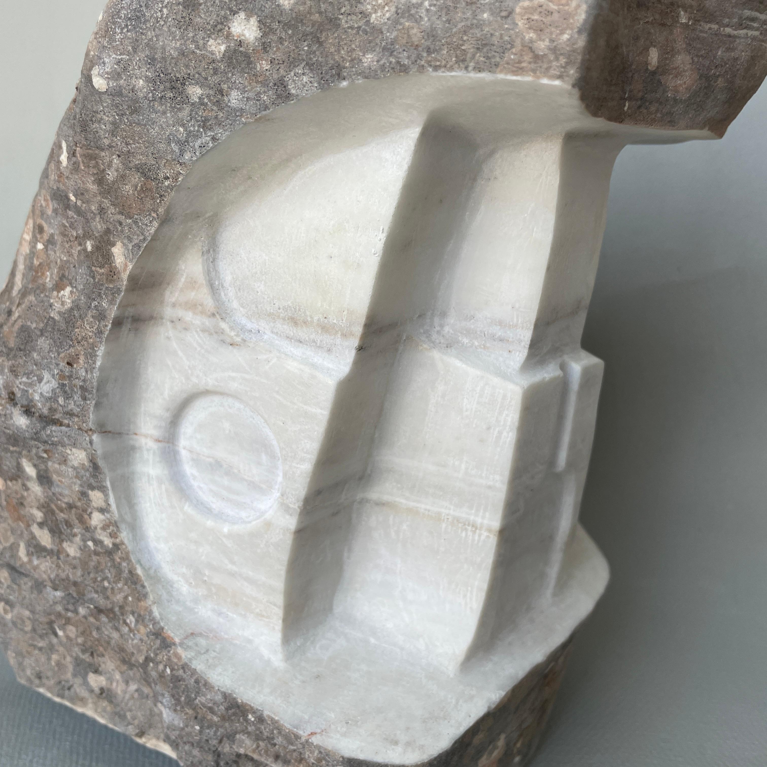 Post-Modern Geometrical Force in Nature Marble Sculpture by Tom Von Kaenel For Sale