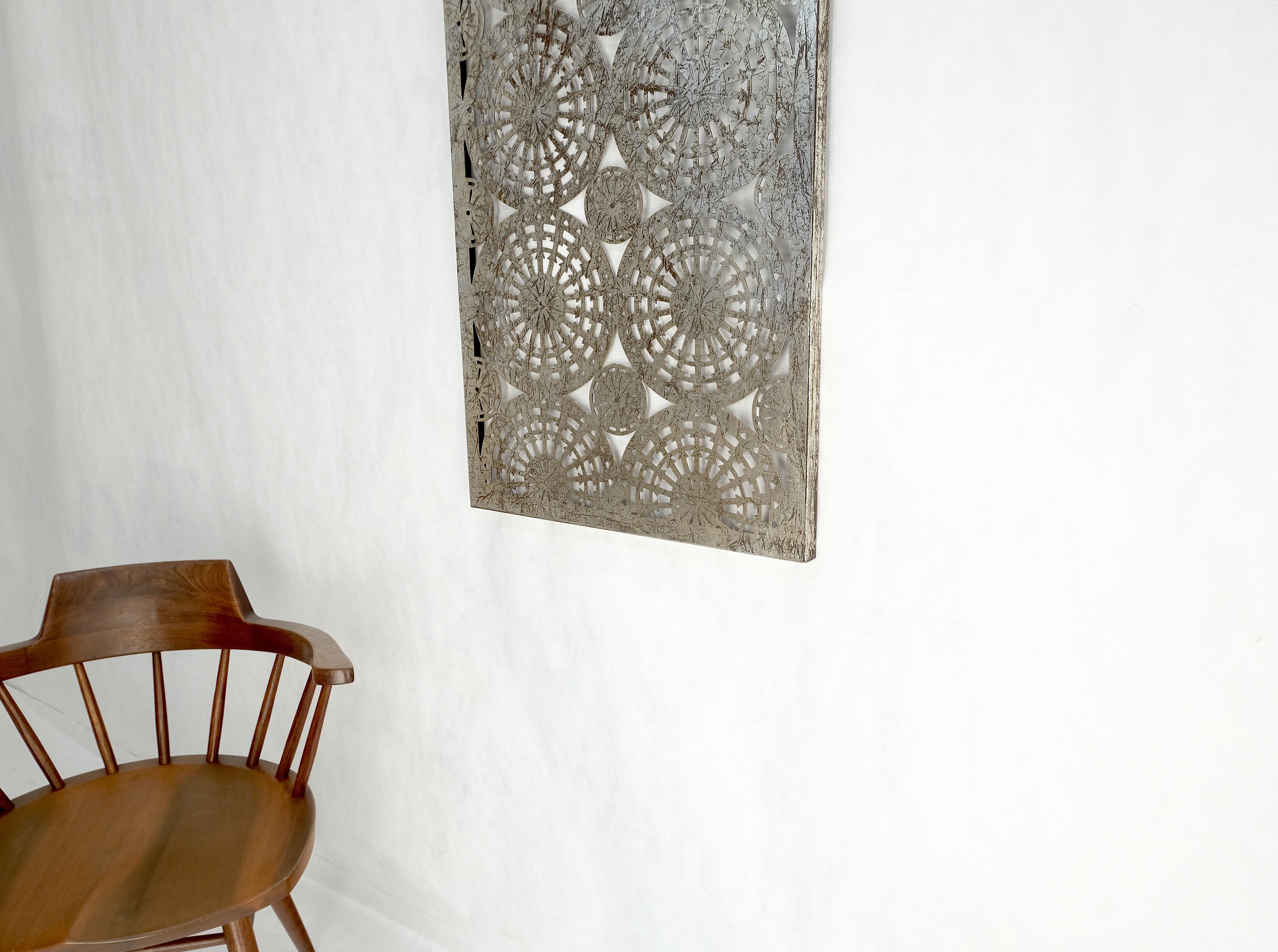 Geometrical Patterns Silver Gilt Sheet Metal Wall Hanging Sculpture Screen MINT For Sale 3