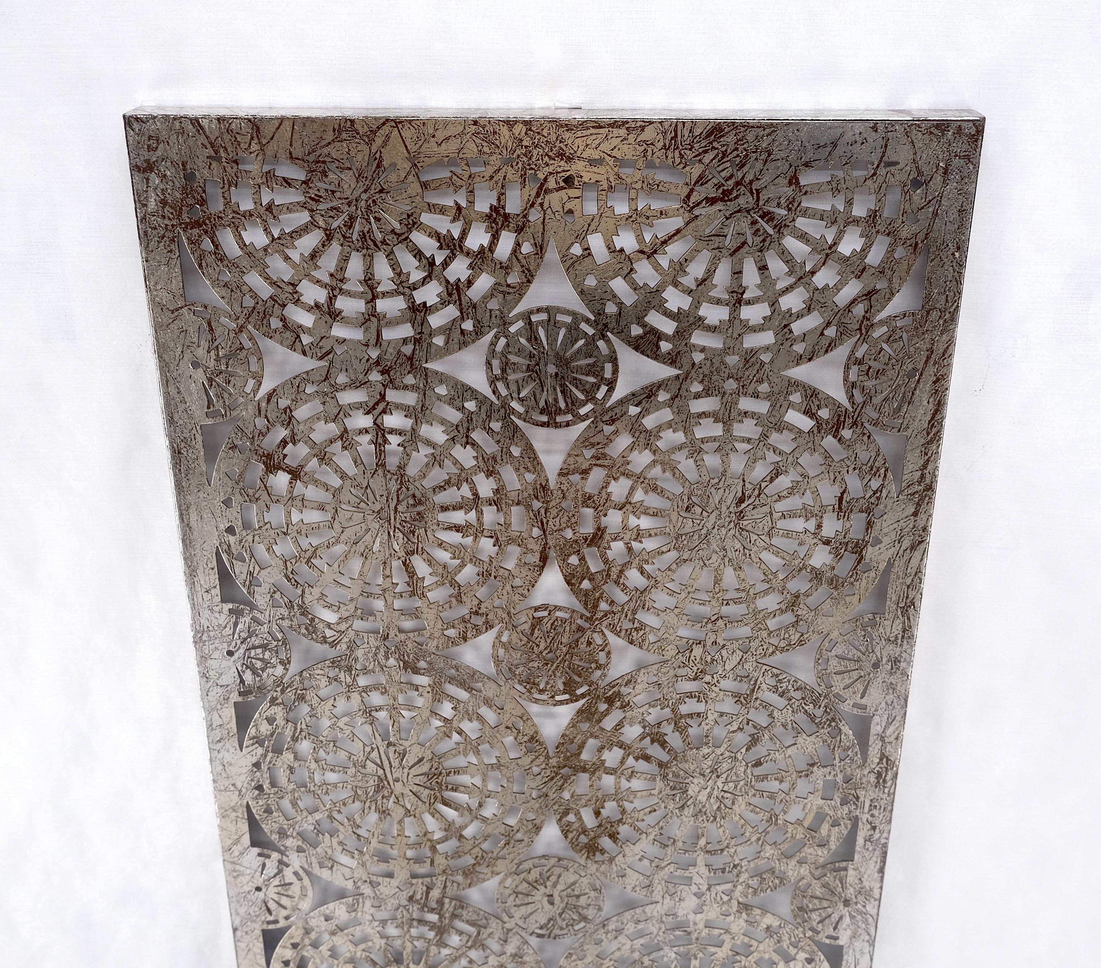 20th Century Geometrical Patterns Silver Gilt Sheet Metal Wall Hanging Sculpture Screen MINT For Sale