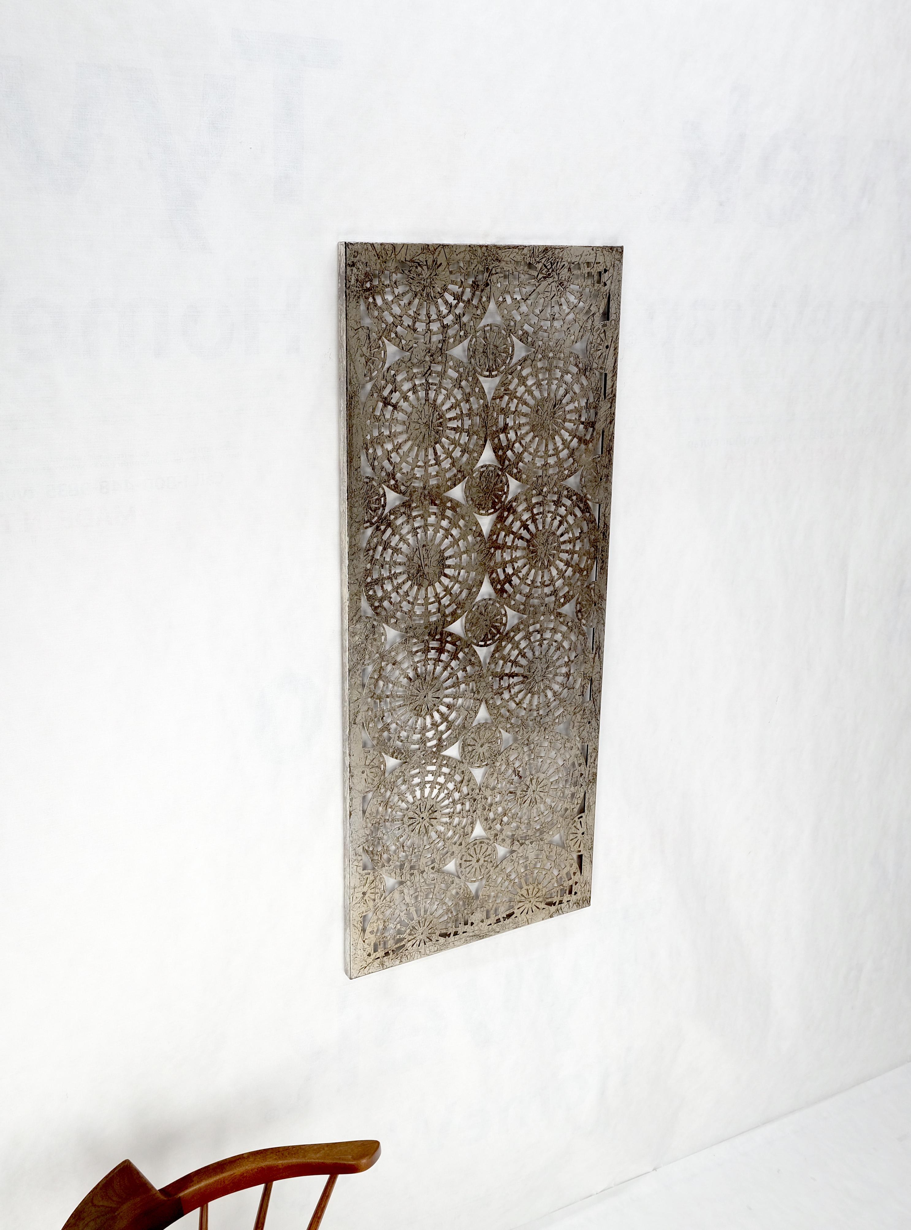 Geometrical Patterns Silver Gilt Sheet Metal Wall Hanging Sculpture Screen MINT For Sale 1