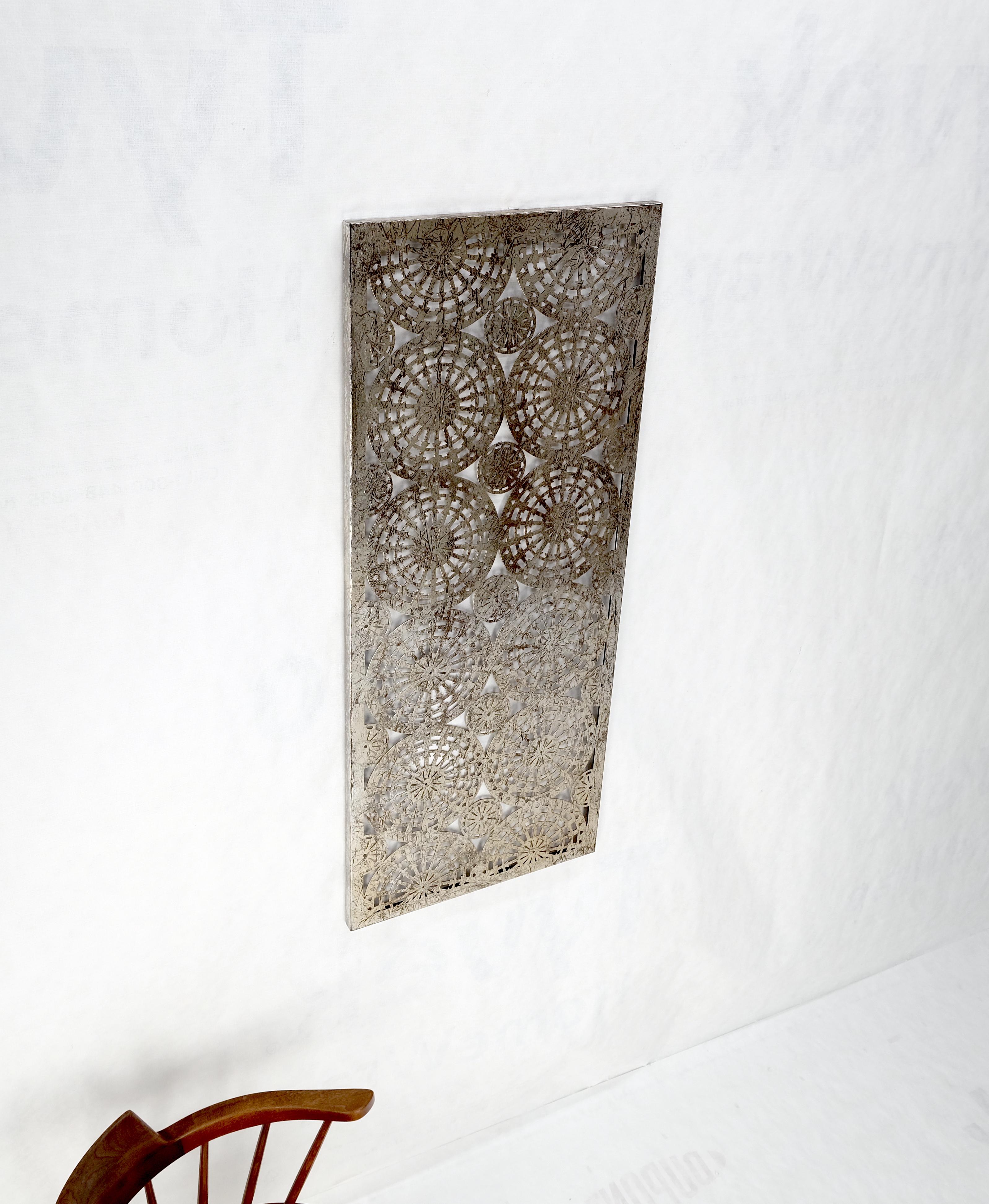 Geometrical Patterns Silver Gilt Sheet Metal Wall Hanging Sculpture Screen MINT For Sale 2