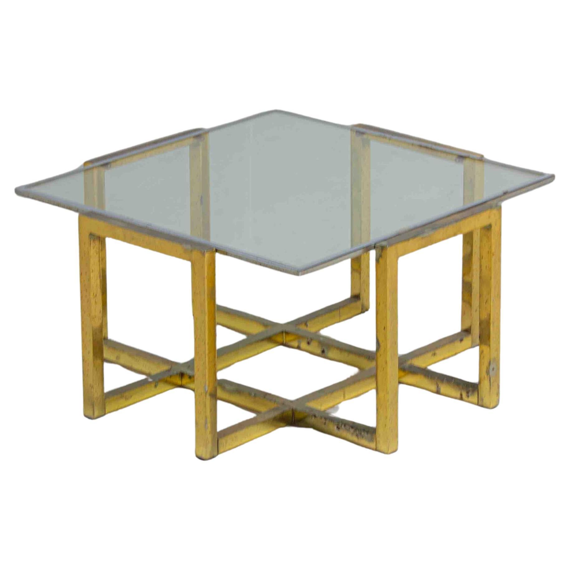 Geometrischer Regency-Couchtisch aus patiniertem Messing, 1970er Jahre