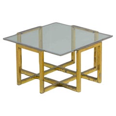 Geometrischer Regency-Couchtisch aus patiniertem Messing, 1970er Jahre