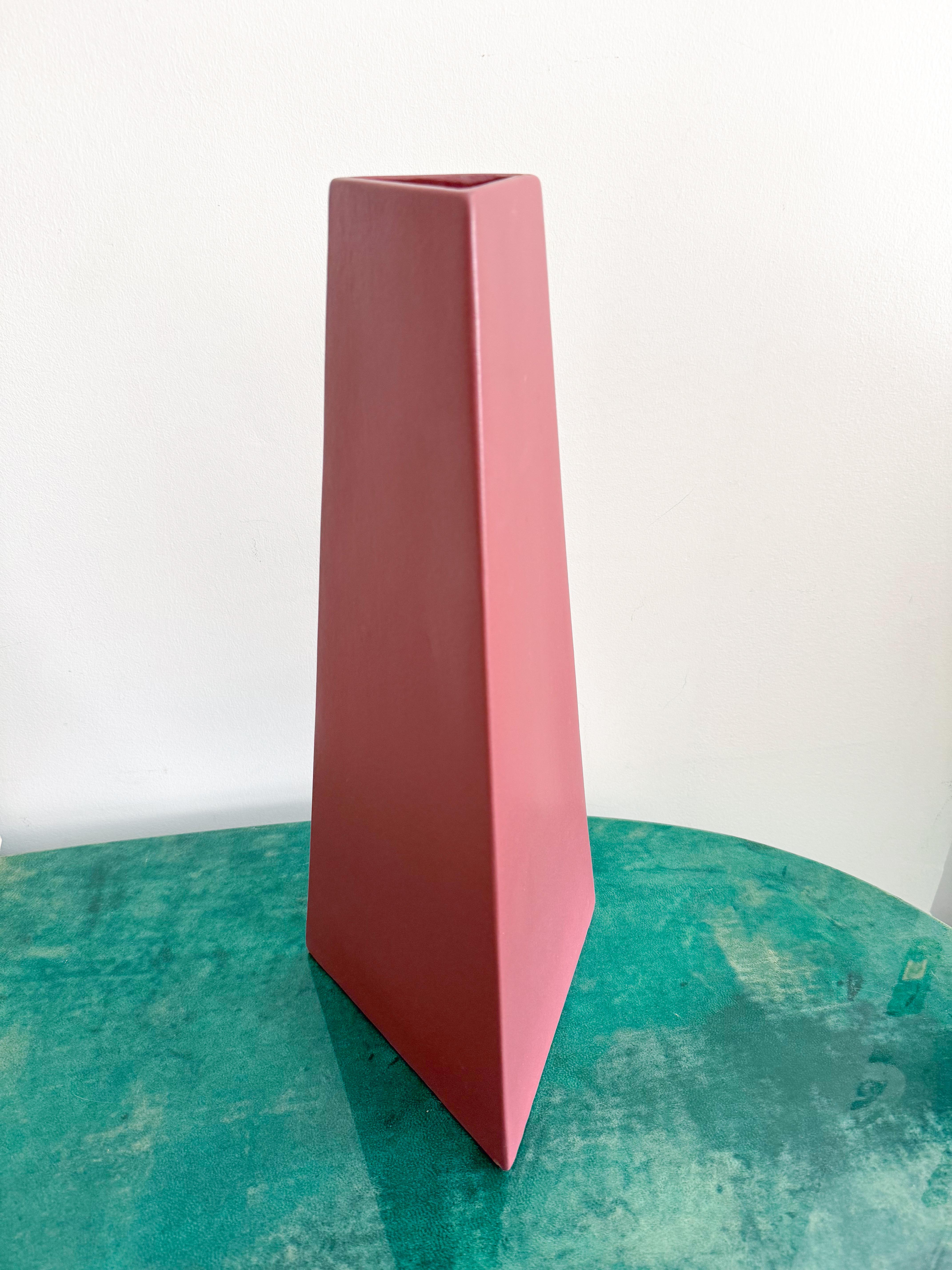 Hand-Crafted Geometrical Rose Ceramic Vase by Evangeline, Quebec 1970s – Postmodern Memphis For Sale