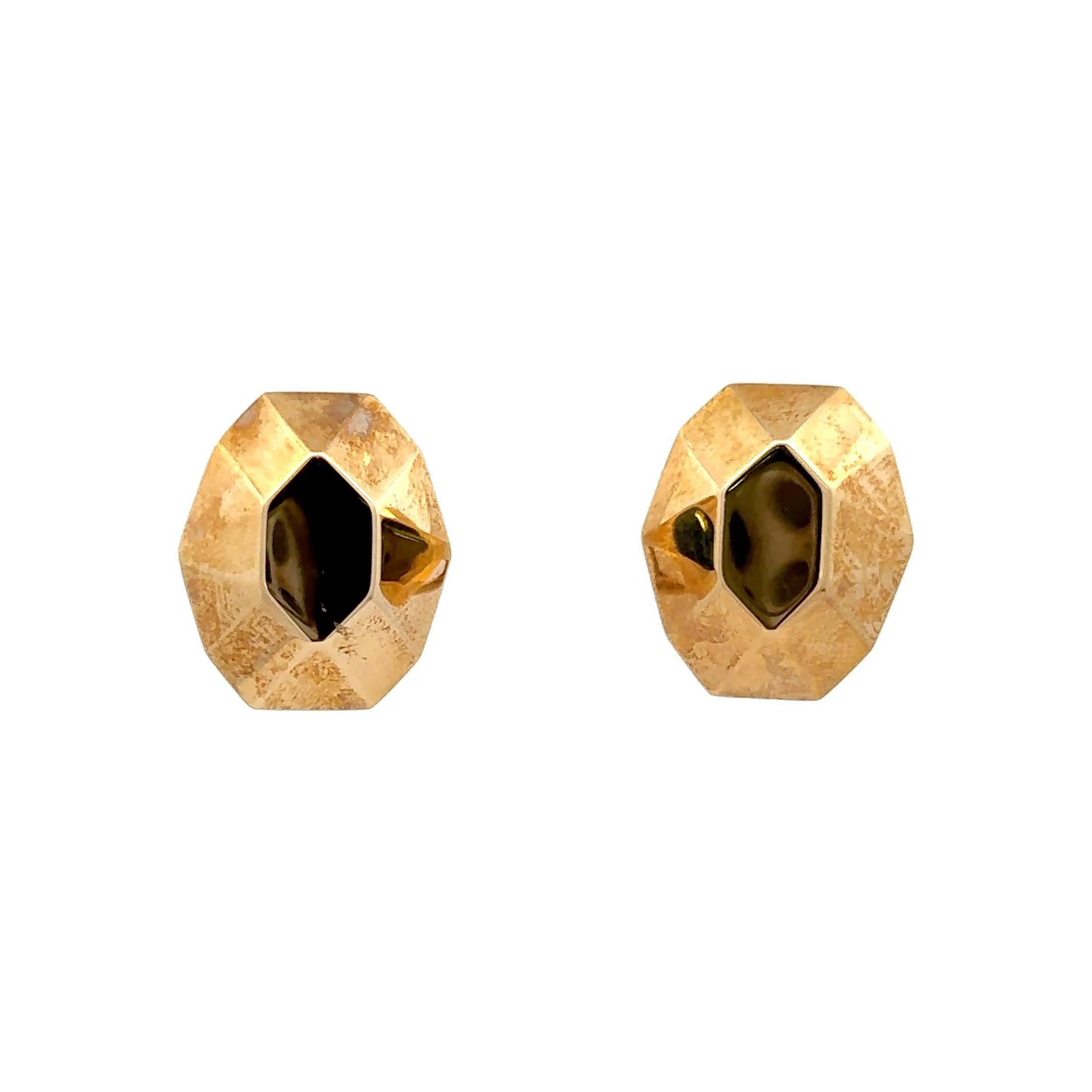 Pendientes Decágono Forma Geométrica Oro Amarillo 18 Kilates 18,4 Gramos