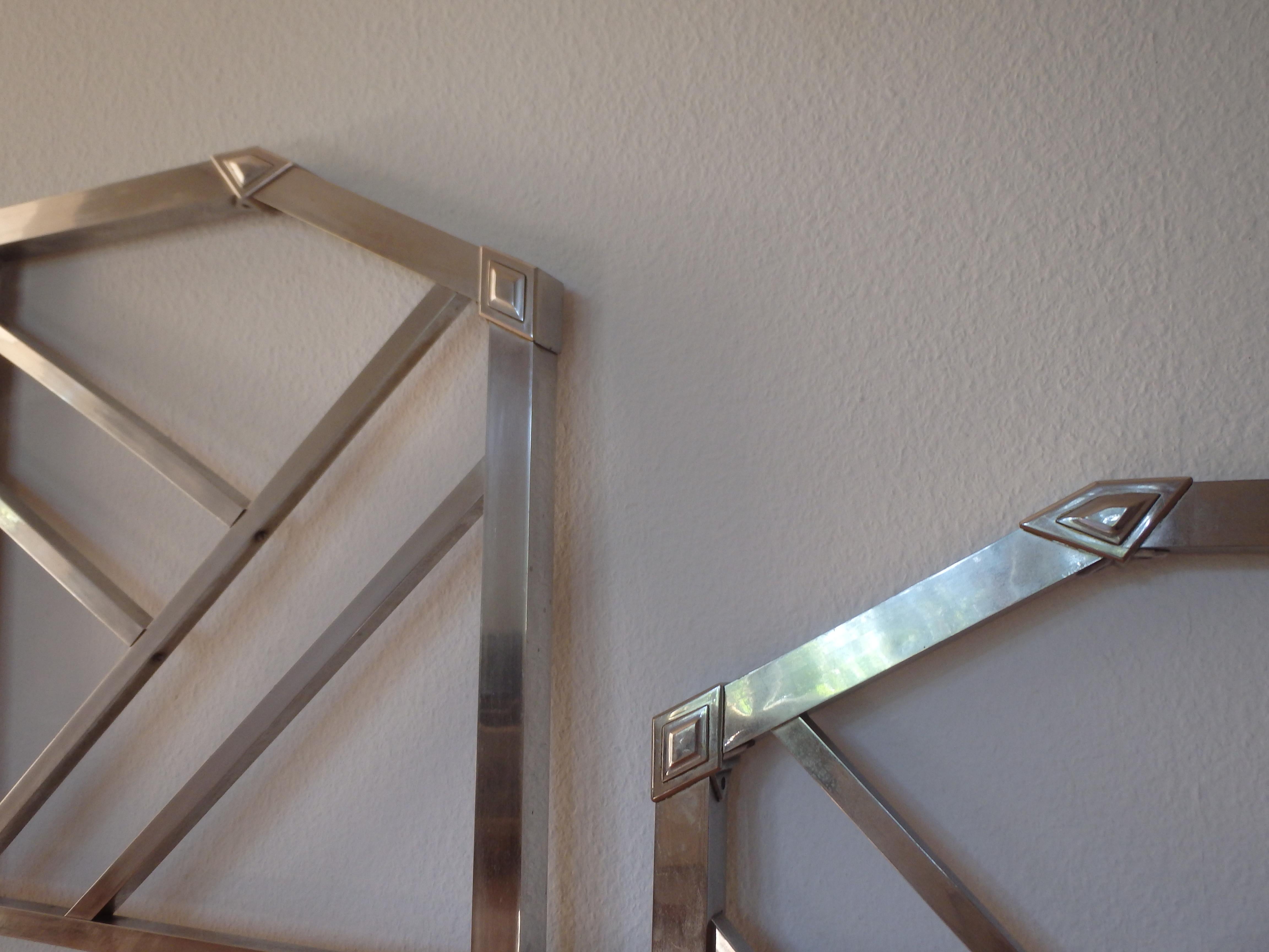 Geometrical spanish Art Deco nickel bed head and foot part with floral ornaments For Sale 4