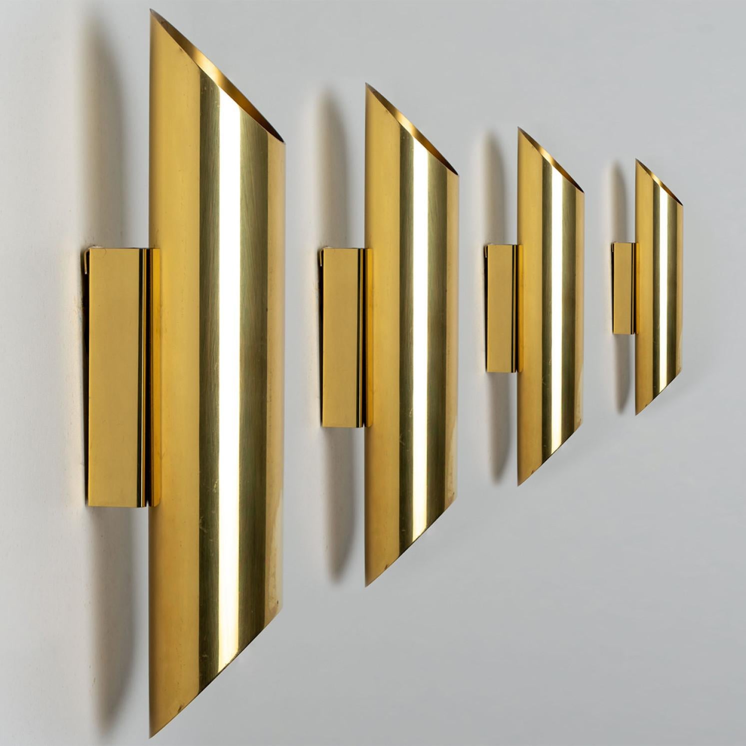 Geometrical Tube Brass Sconces in Style of Nanda Vigo, Italy, 1960s In Good Condition For Sale In Rijssen, NL