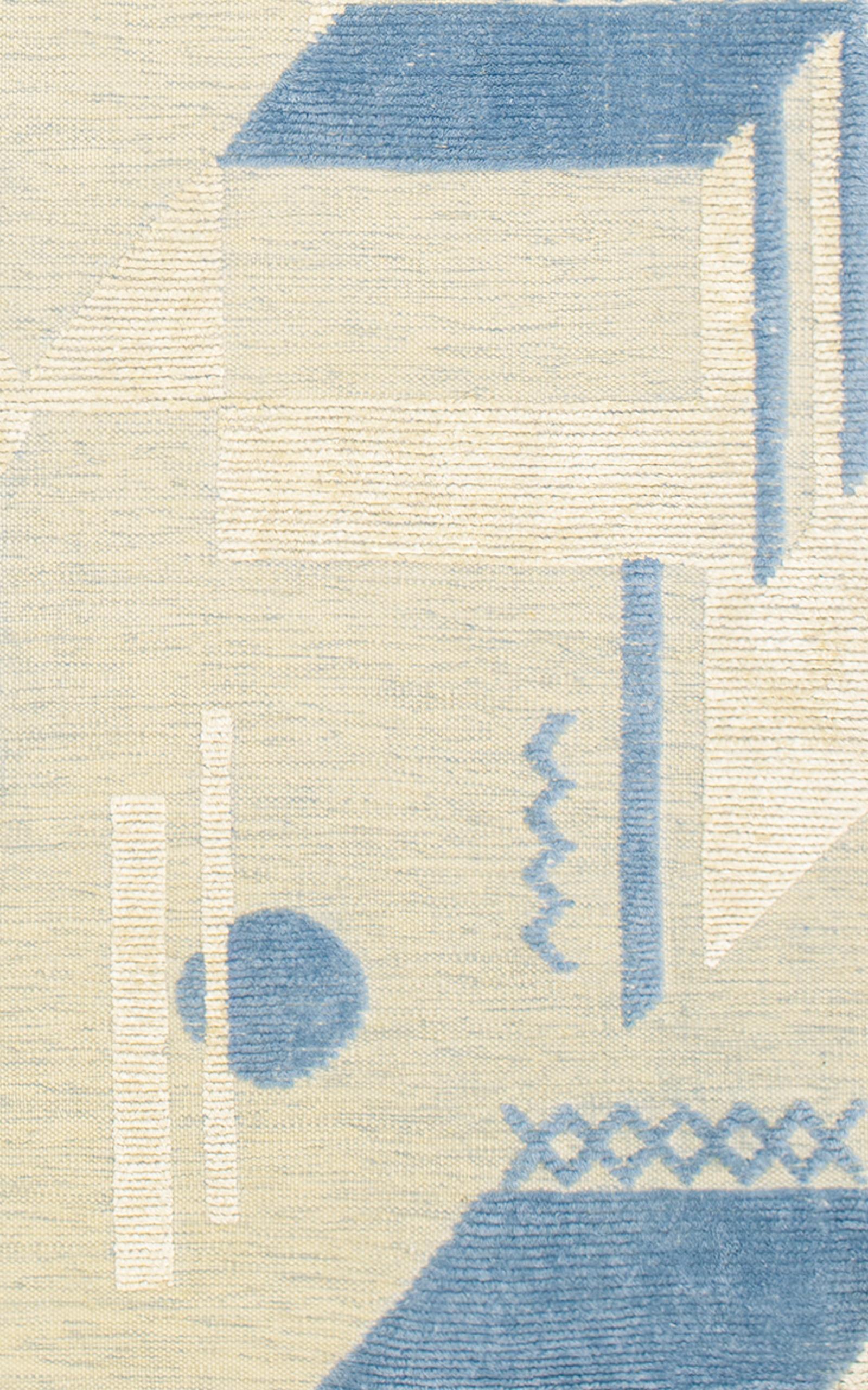 Nepalese Geometrics, Art Deco, Blue For Sale