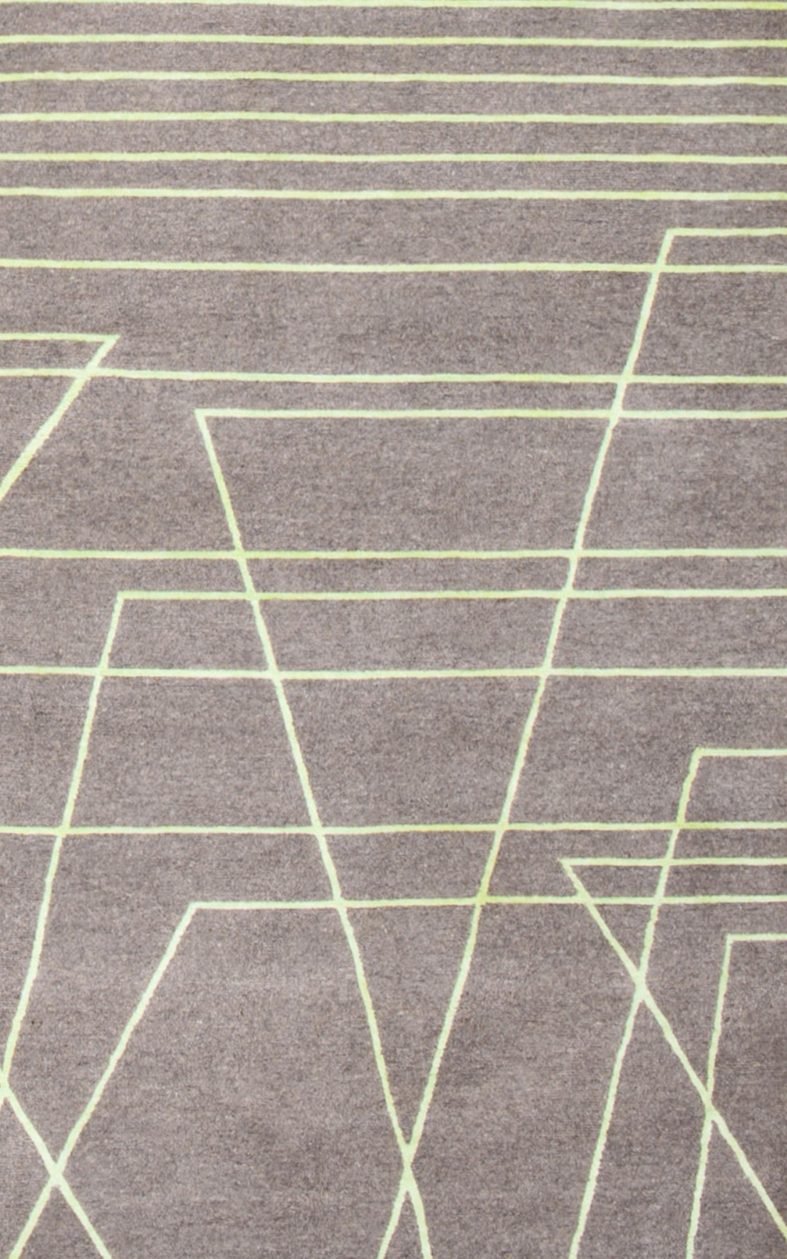 Nepalese Geometrics, Broken Lines No.02, Acid Green For Sale