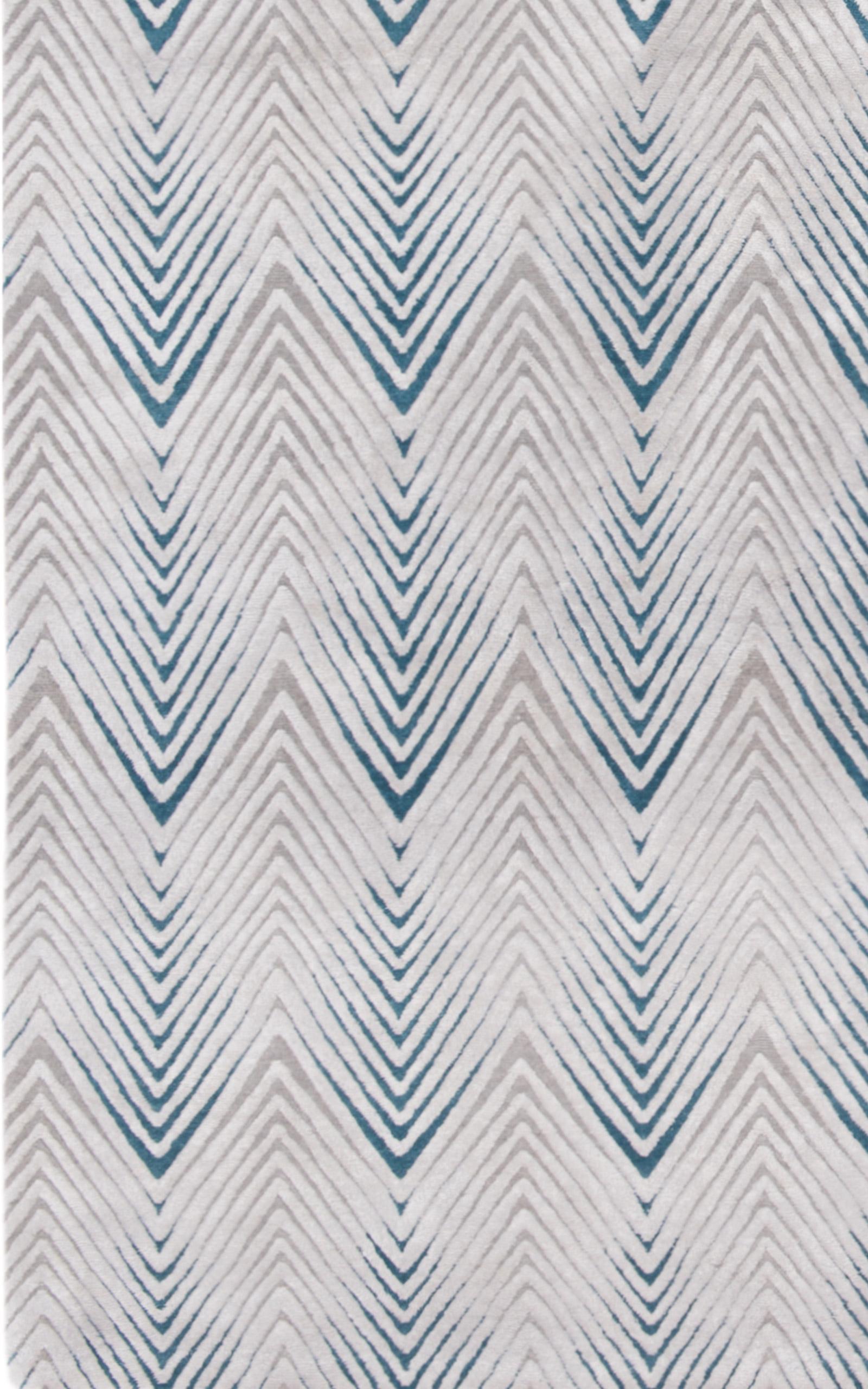 Geometrie, Diamantstreifen, Silberblau, Silberblau (Nepalesisch) im Angebot