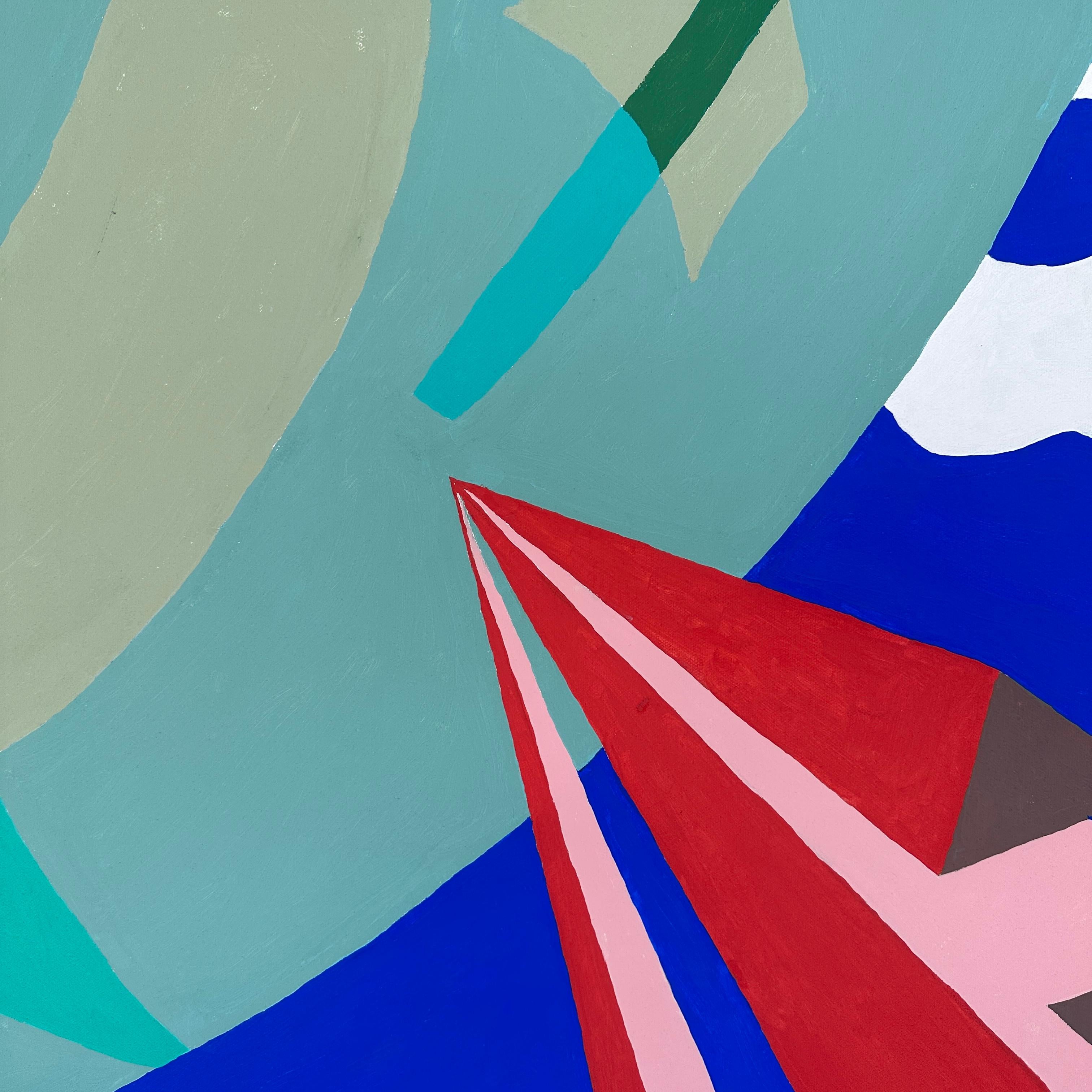Geometrics in Space, Hard Edge Postmodern Acrylic on Canvas, signiert H Karp '80 (amerikanisch) im Angebot