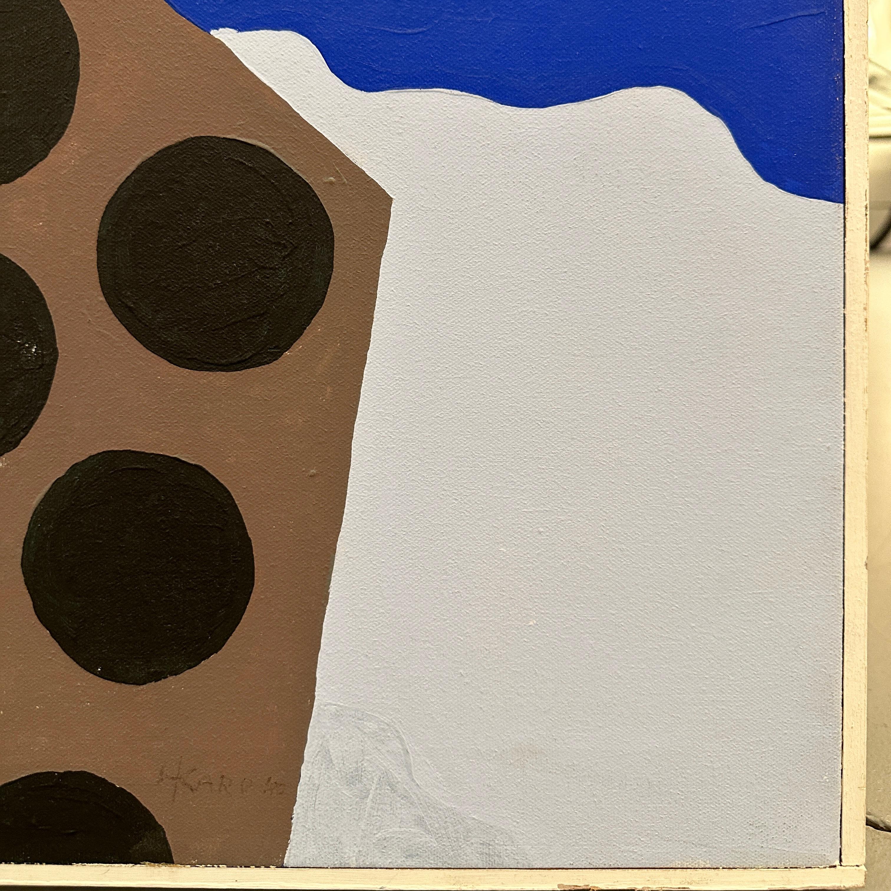 Geometrics in Space, Hard Edge Postmodern Acrylic on Canvas, signiert H Karp '80 im Zustand „Gut“ im Angebot in Cathedral City, CA