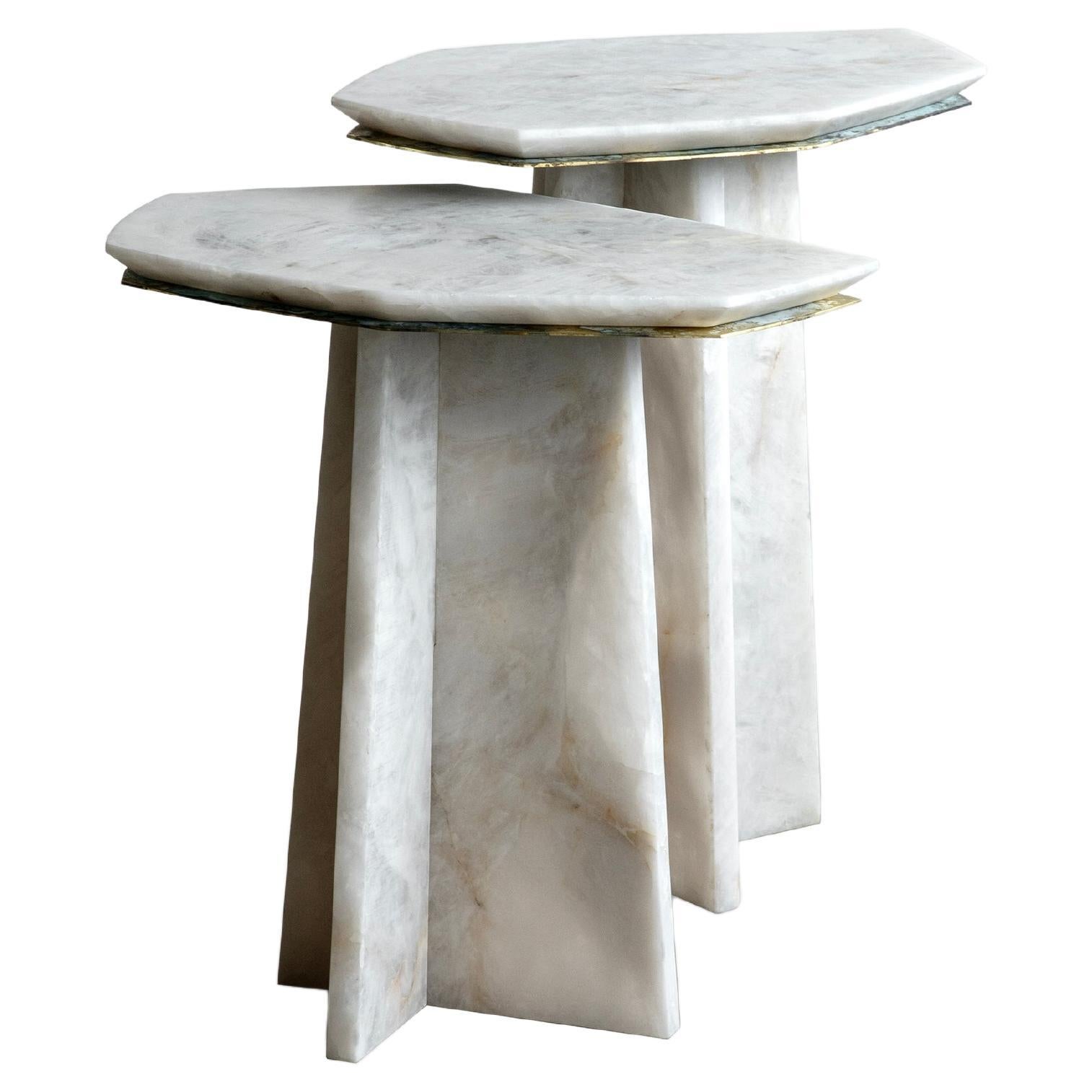 Geometrik Cantilever Side Table, Marble and Metal by ATRA For Sale