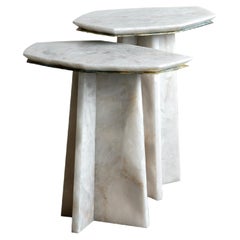 Geometrik Cantilever Side Table, Marble and Metal by ATRA