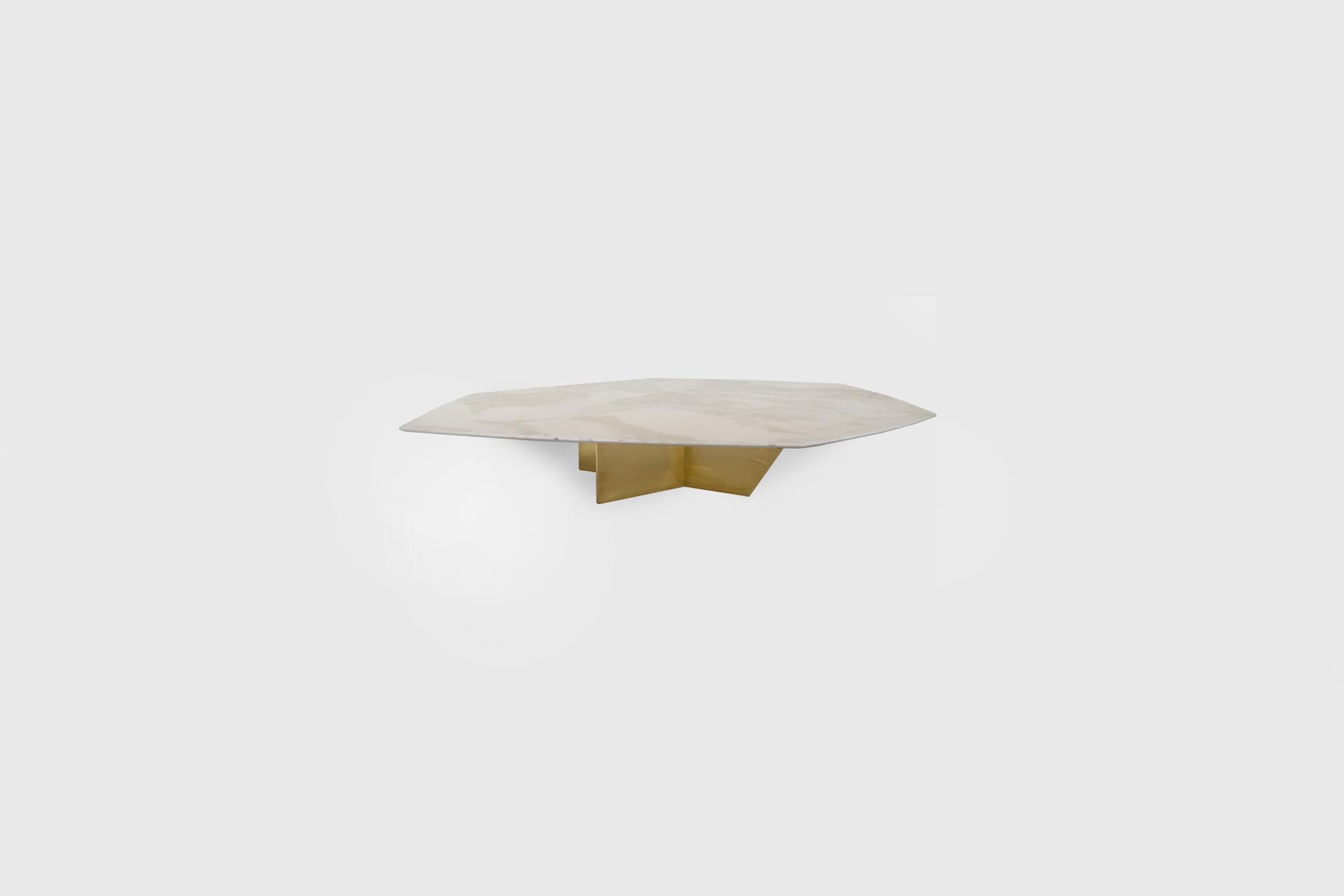 Other Geometrik Cristallo Stone and Brass Large Coffee Table by Atra Design For Sale