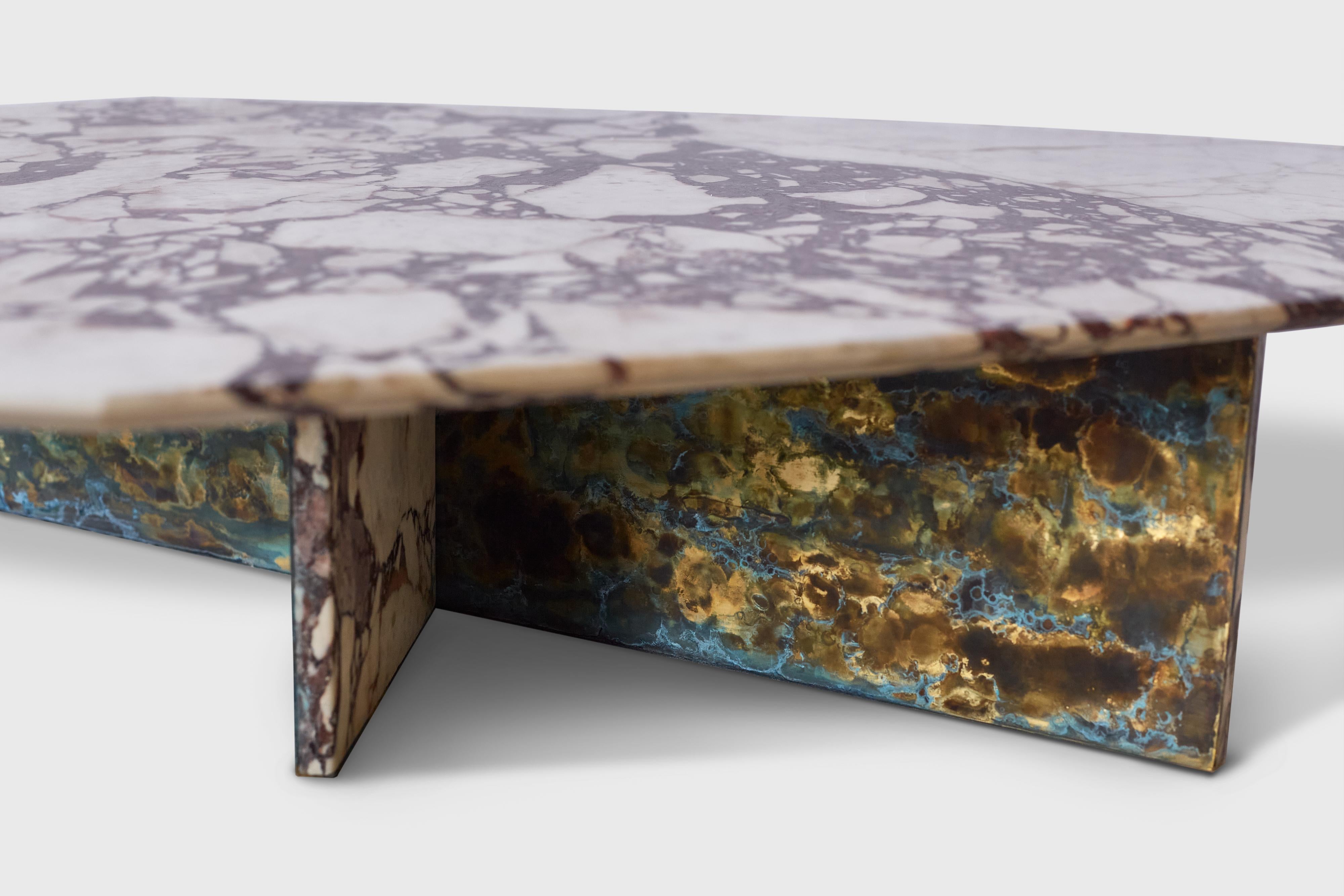 Post-Modern Geometric Marble and Brass Coffee Table II by Atra Design