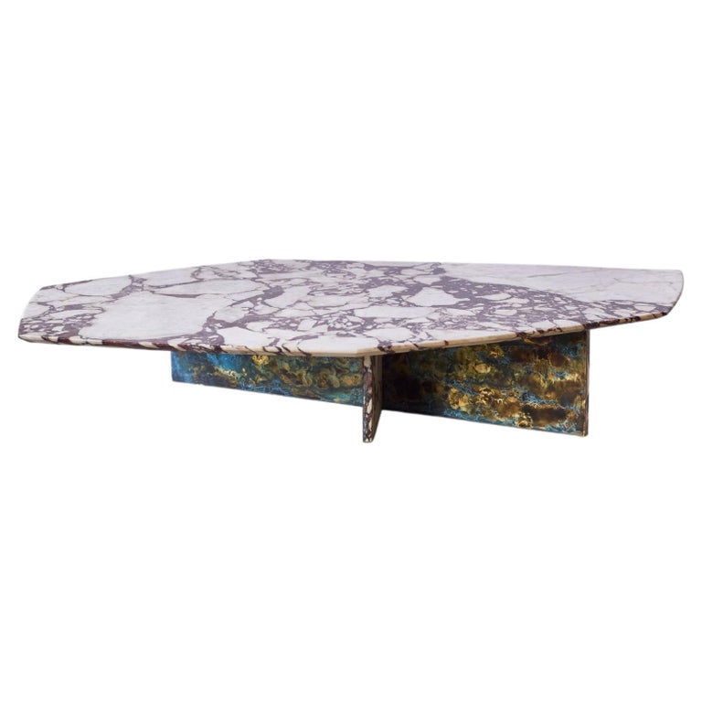 Geometric Marble and Brass Coffee Table II by Atra Design For Sale
