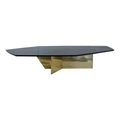 Geometrik Mirror Brass Base Coffee Table by ATRA