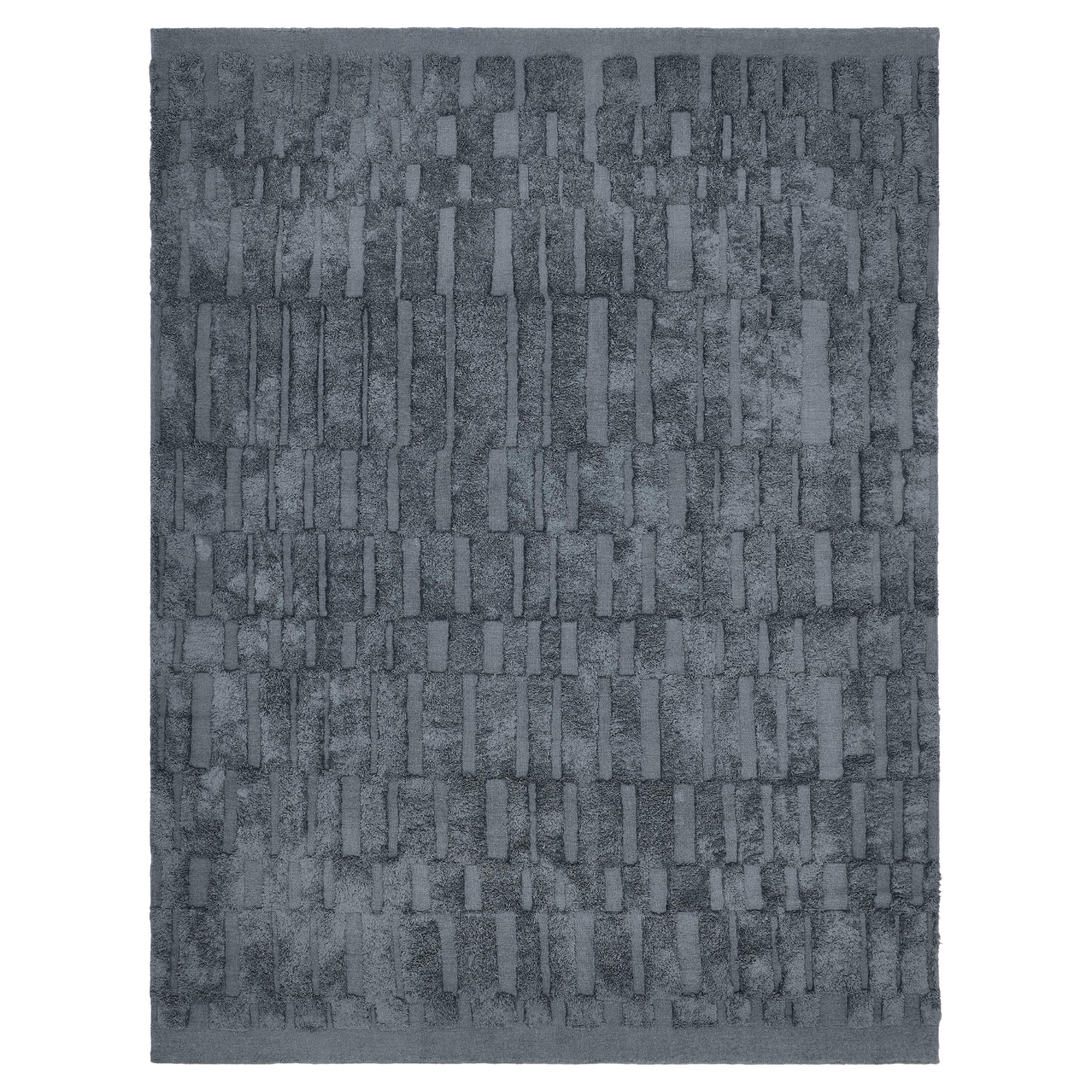 geometry. 001 - Hand woven flat weave with silk cut pile motif
