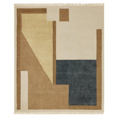 Geometry 008 - Tapis tibétain tissé à la main en laine et soie à nœuds tibétains