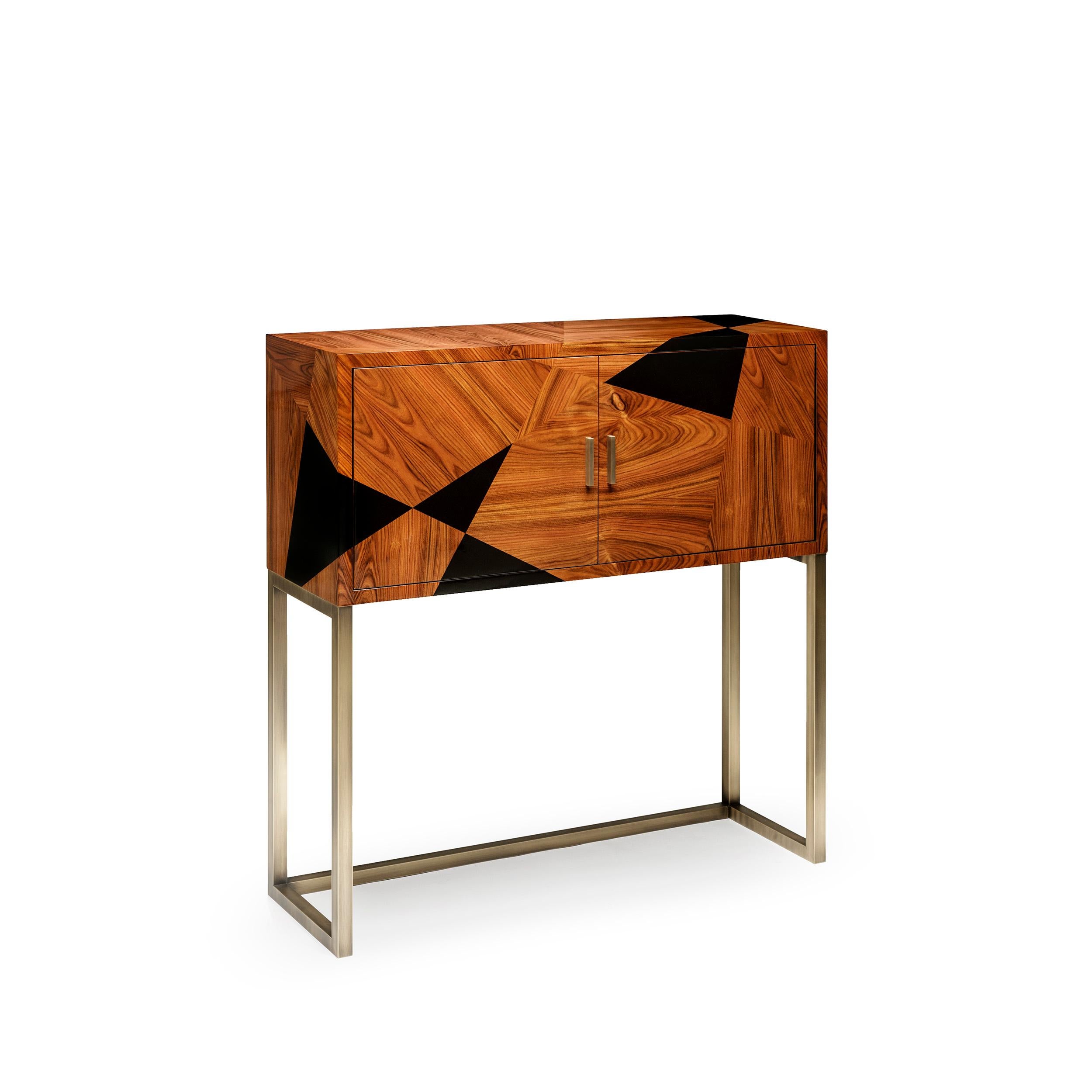 Portuguese Geometry Cabinet, in Ebonized Sikomoro Wood, Handcrafted in Portugal by Duistt For Sale