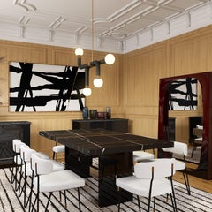 Geometry Marble Rectangular Dining Table, Nero Marquina Marble Top, by Duistt