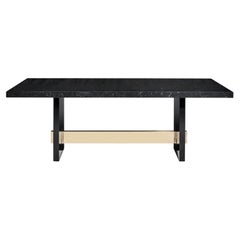 Geometry Marble Rectangular Dining Table, Nero Marquina Marble Top, by Duistt