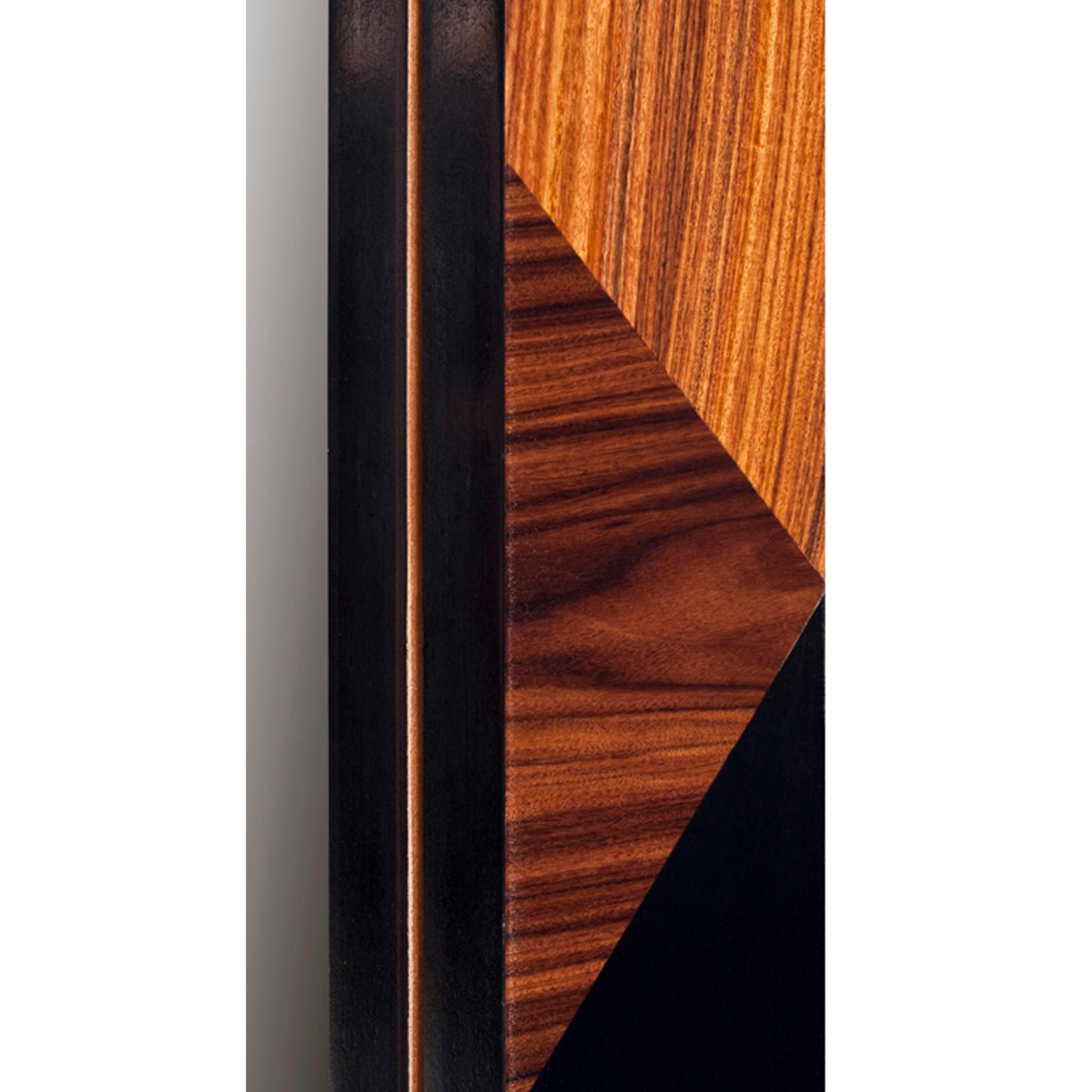 Mid-Century Modern Miroir géométrique en bois de Sikomoro ébénisé, fabriqué à la main au Portugal par Duistt en vente