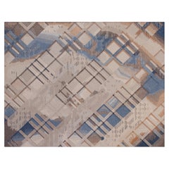 Hand-Tufted Geometric Rug by FULI, 10x13ft, Modern Design, Viscose and Wool