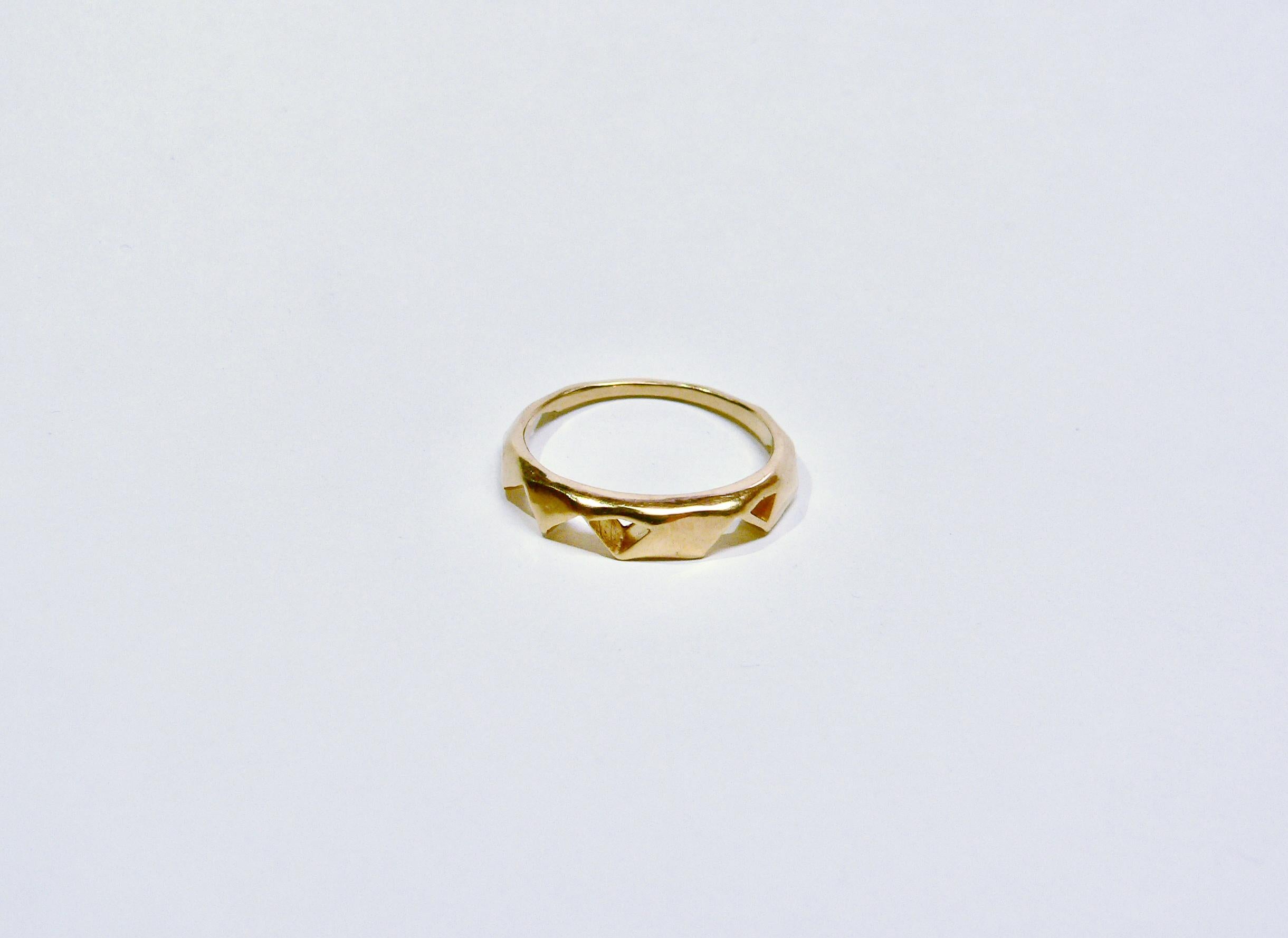 There are some geometric shapes, this ring os one of the geometry shapes. This Geometry ring, two rings are separately, and this can be used by each. This is type A ring. This ring is made of Sterling Silver with 18 karat yellow gold plated as one