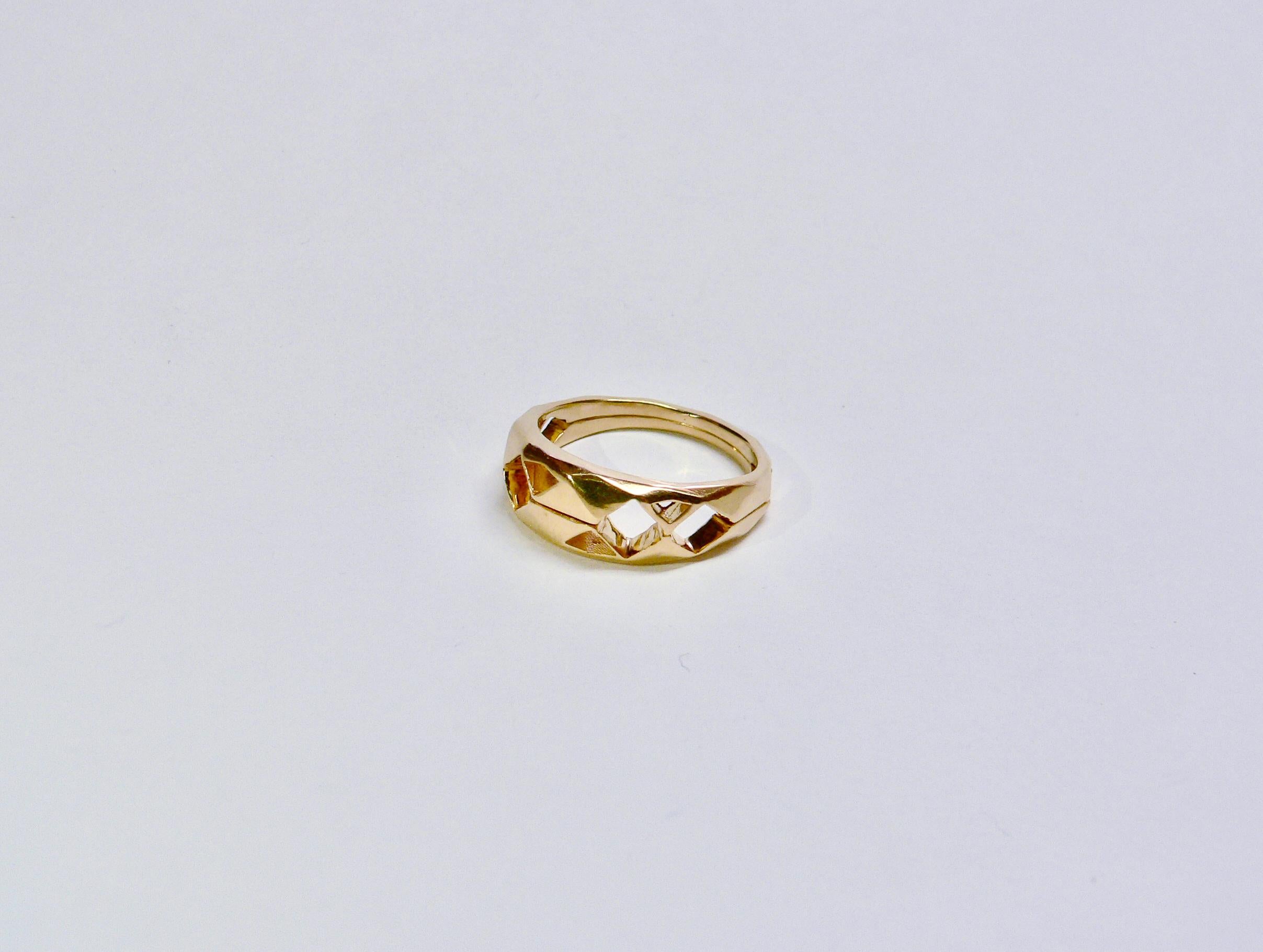 Geometry Ring A , Sterling Silver, 18 Karat Yellow Gold-Plated For Sale 3