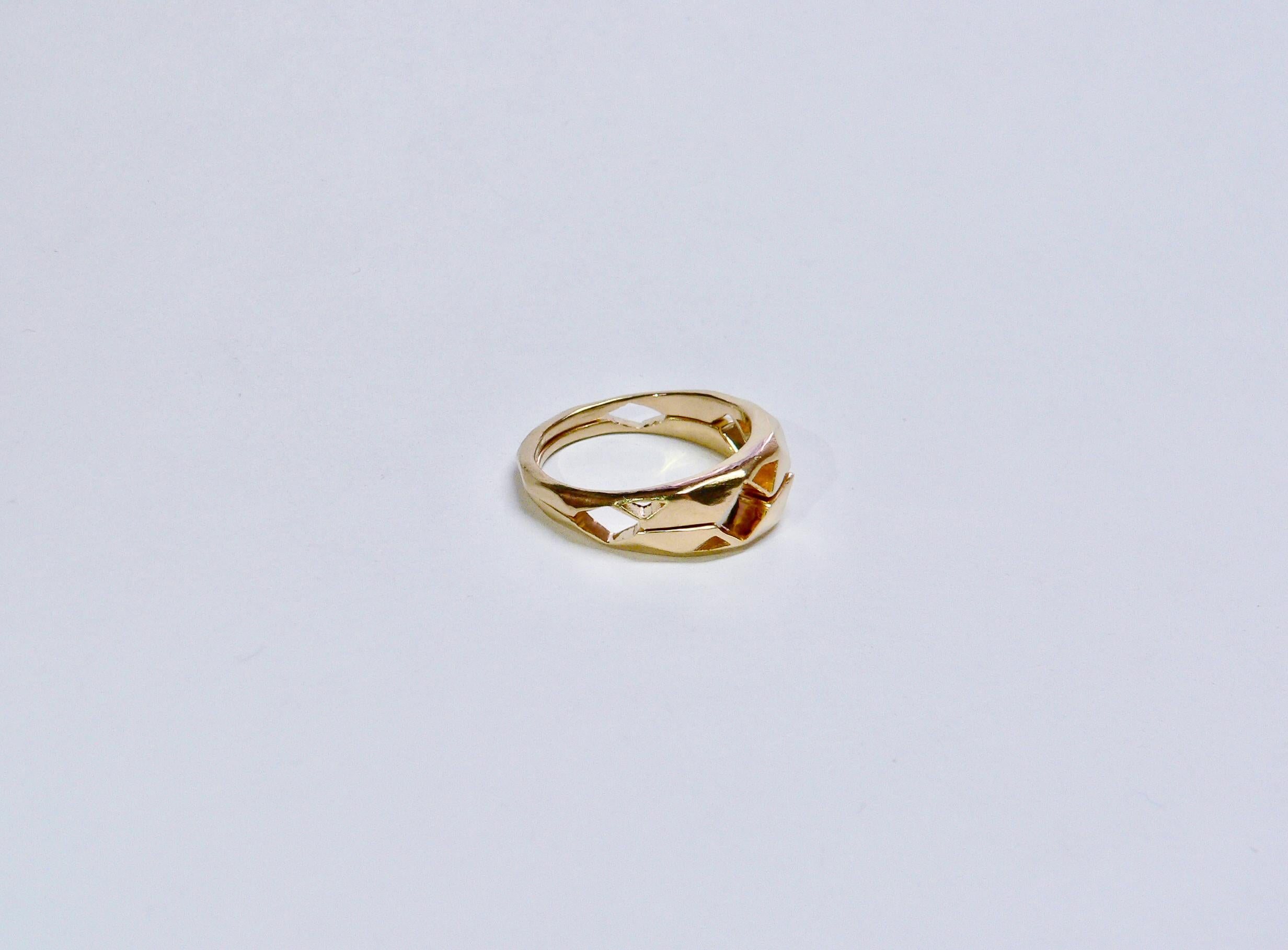 Geometry Ring A , Sterling Silver, 18 Karat Yellow Gold-Plated For Sale 4