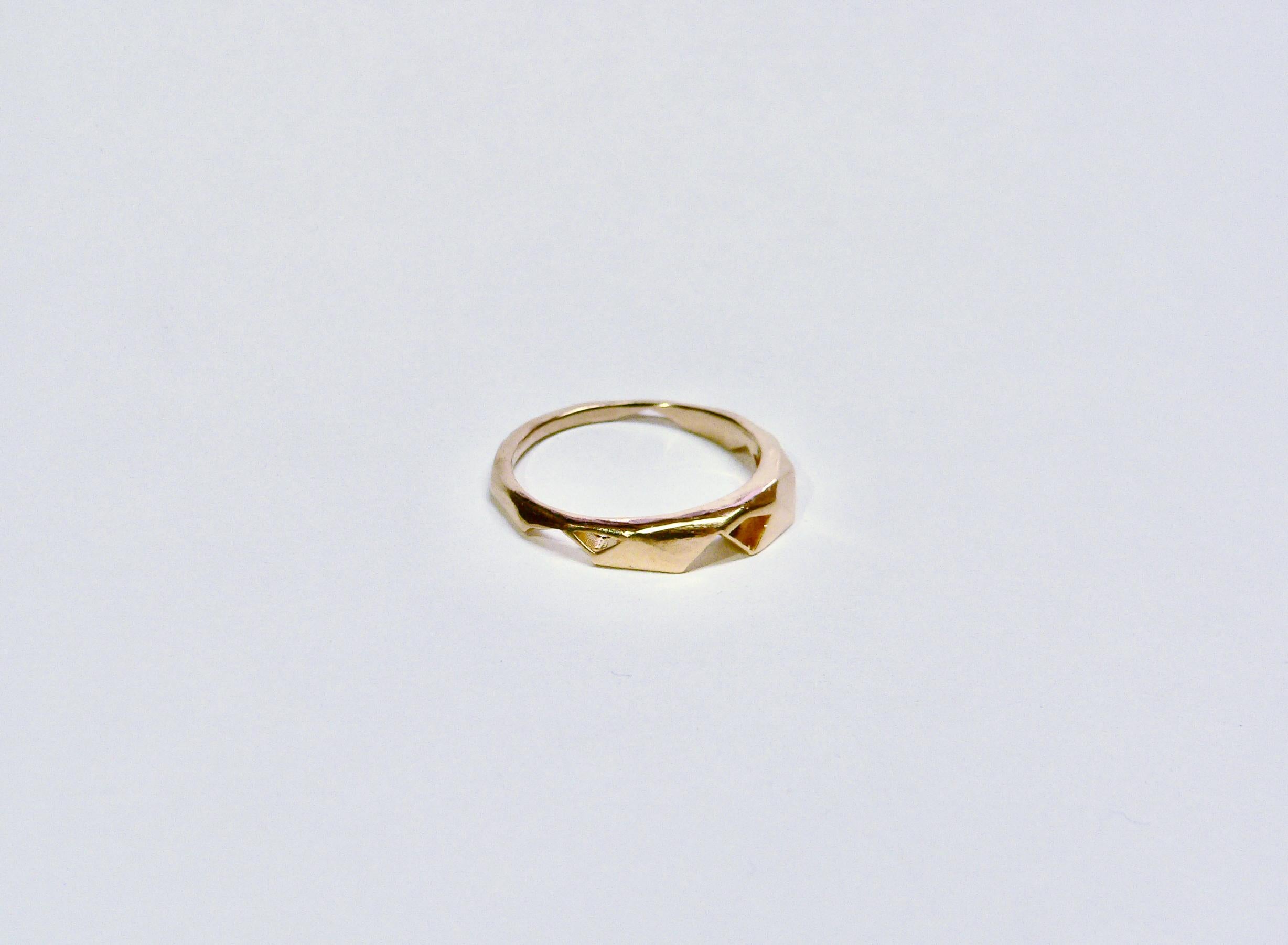 There are some geometric shapes, this ring os one of the geometry shapes. This Geometry ring, two rings are separately, and this can be used by each. This is type B ring. This ring is made of Sterling Silver with 18 karat yellow gold plated as one