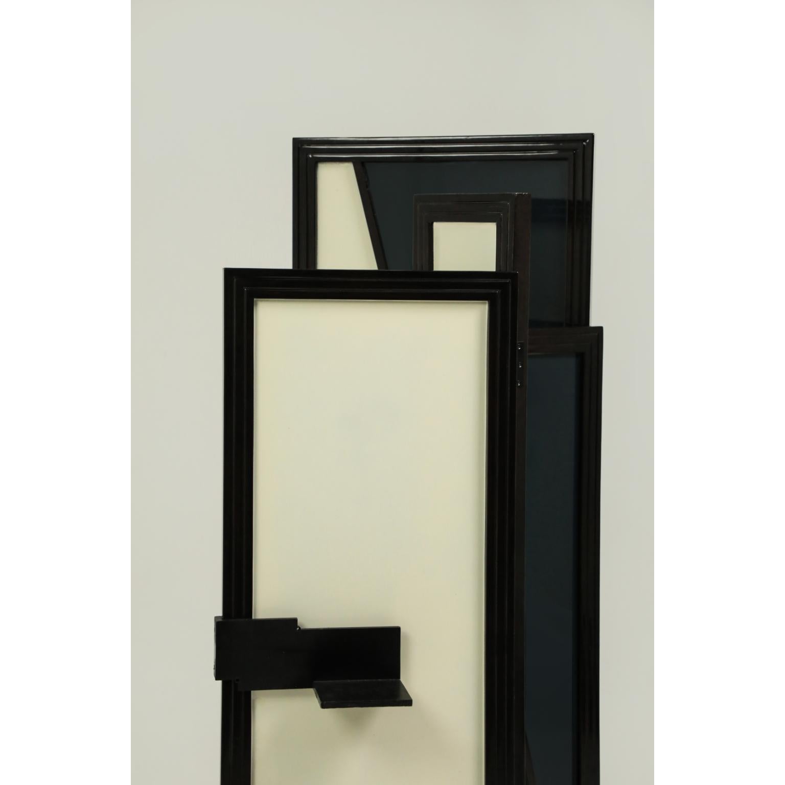 Moderno Paravento Geometry in legno massiccio laccato lucido e ottone di Artempo in vendita