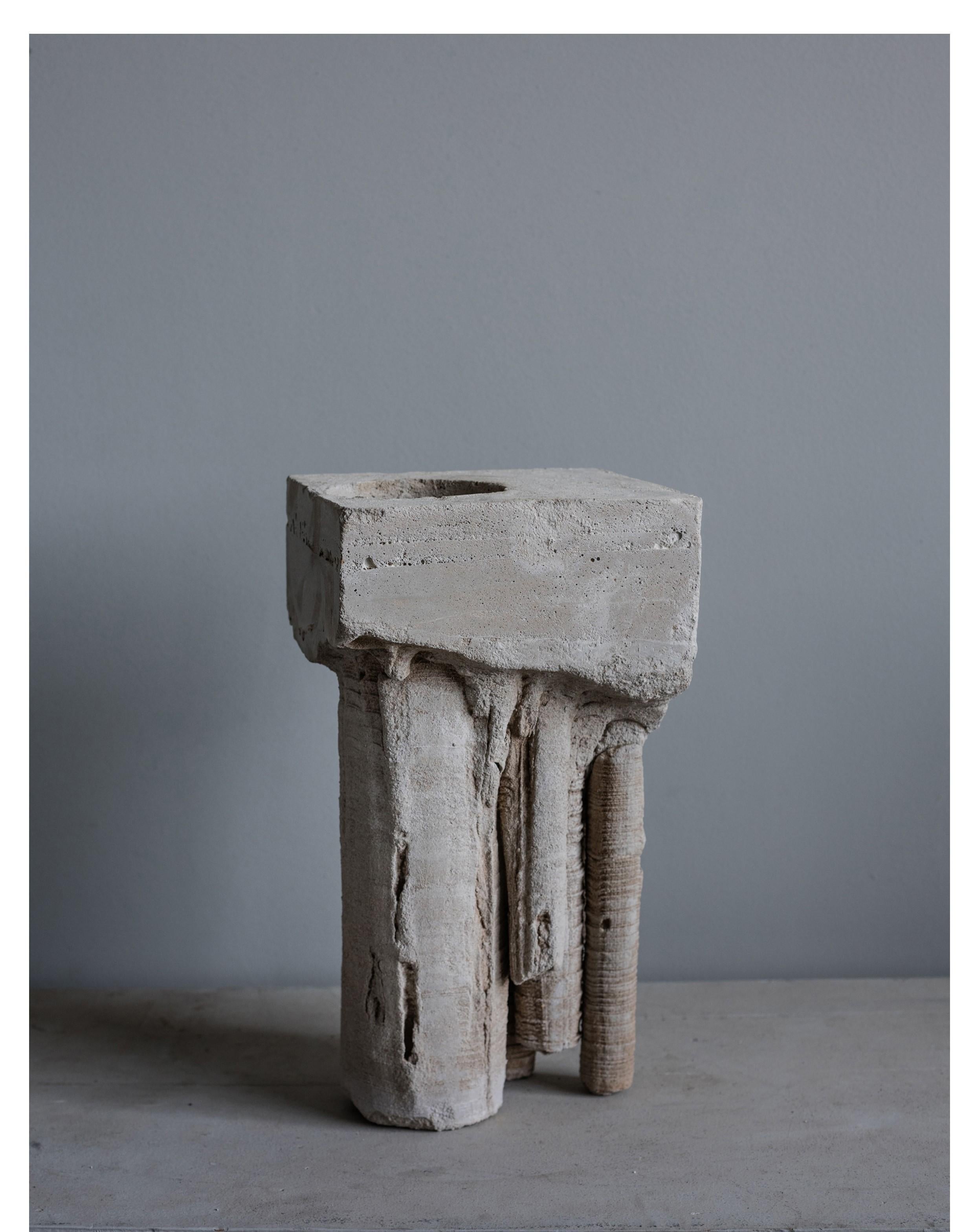 Geomorphic Vase by Christian Zahr
Dimensions: W 20 x D 19 x H 37 cm
Materials: Cement- Sand- Water- Time.

Each Piece is Handmade.

Geomorphic Archeology: Unearthing the Ephemeral - Indoor primitive landscapes (furniture and objects). Sand