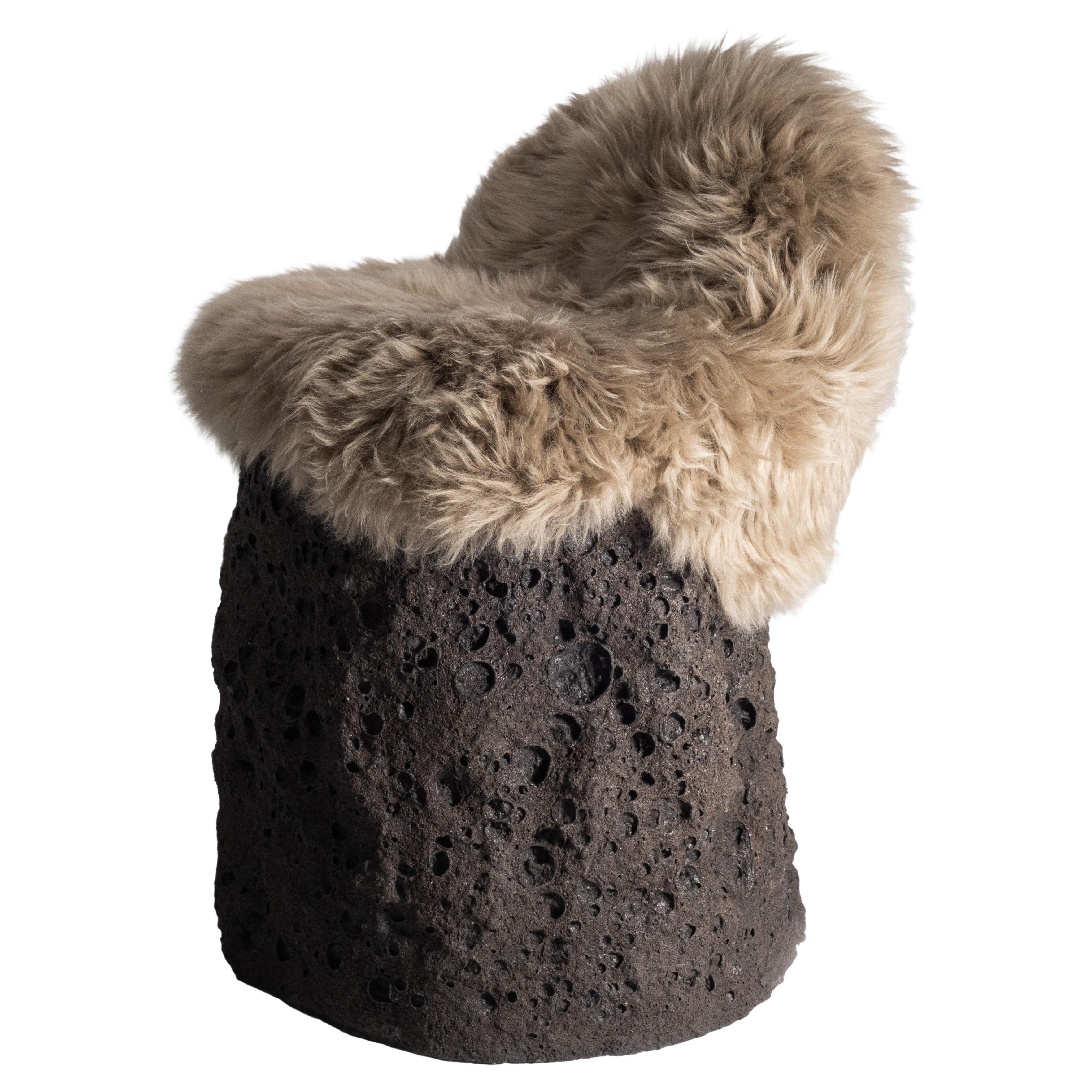 Geoprimitive 021 Ceramic Settle with Sheep Wool by Niclas Wolf For Sale