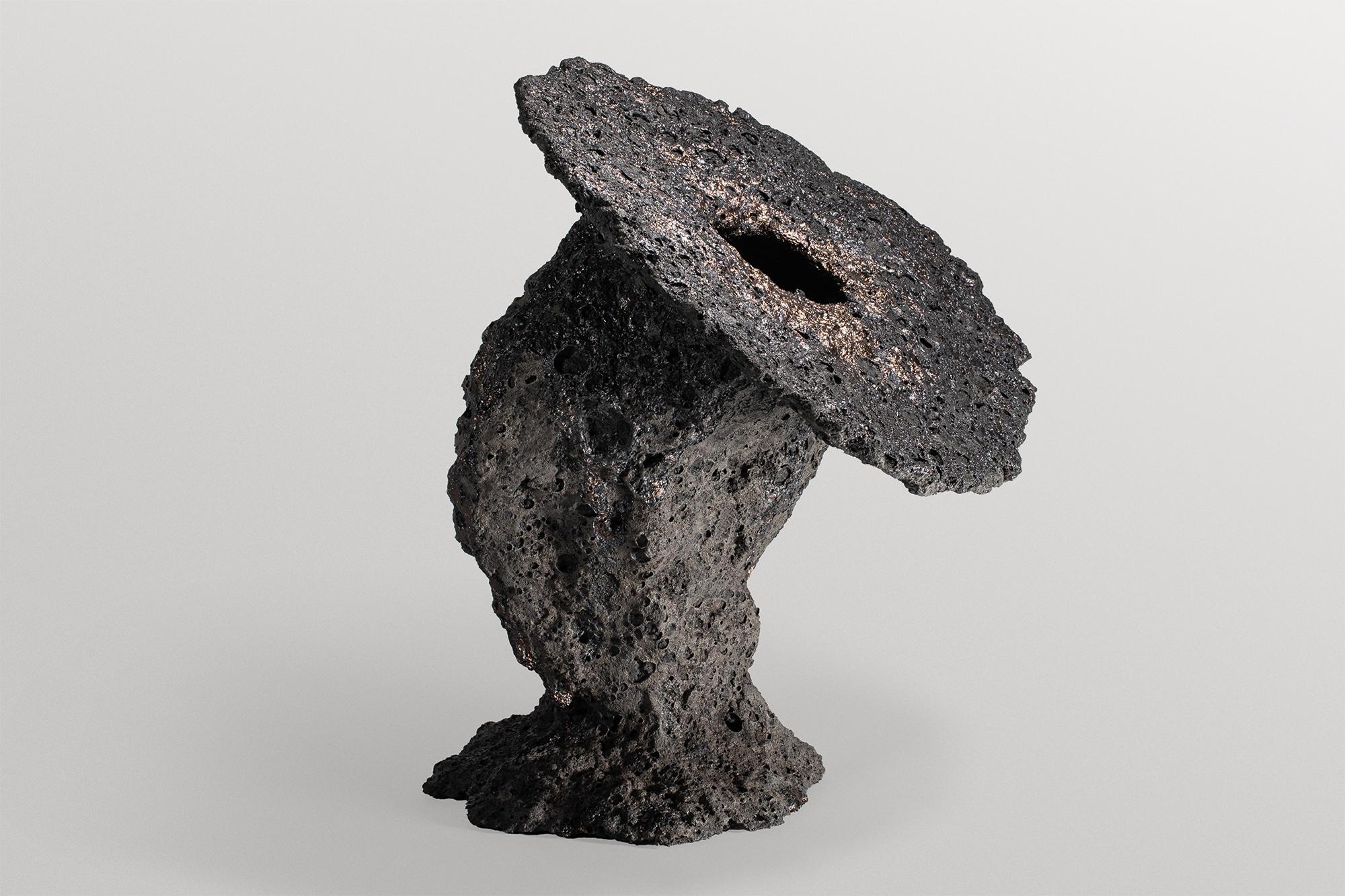 German Inspired from Earth’s Origins, Organic Form Clay Sculptural Vase by Niclas Wolf For Sale