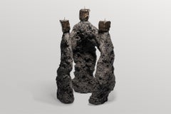Three Formations, Dark Grey Ceramic Hand-sculpted Candlestand by Niclas Wolf