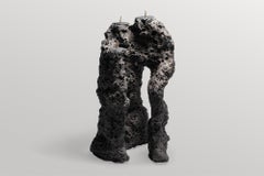 Contemporary Dark Grey Ceramic Hand-sculpted Candlestand by Niclas Wolf