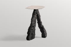 Contemporary Black Grey Ceramic Tripod Table, Golden Bronze Top by Niclas Wolf