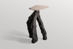Contemporary Black Grey Ceramic Tripod Table, Golden Bronze Top by Niclas Wolf