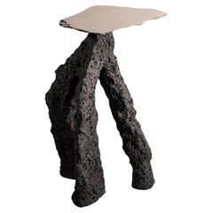 Contemporary Black Grey Ceramic Tripod Table, Golden Bronze Top by Niclas Wolf