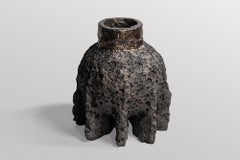 Contemporary Rough Organic Form, Dark Grey Ceramic Vase by Niclas Wolf