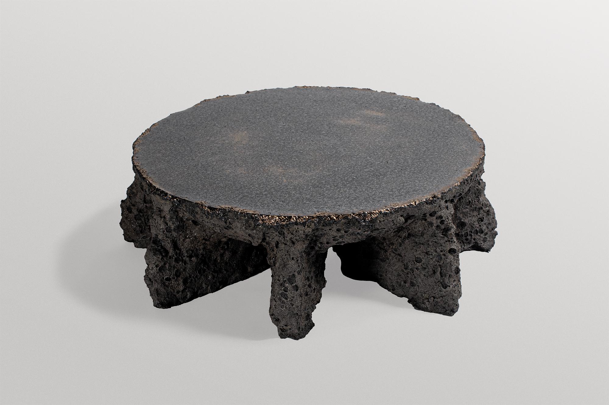 Post-Modern Contemporary Rough Form, Dark Grey Ceramic Sculpture Plate by Niclas Wolf For Sale