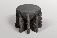 Contemporary Rough Form Dark Grey Ceramic High Side Table by Niclas Wolf