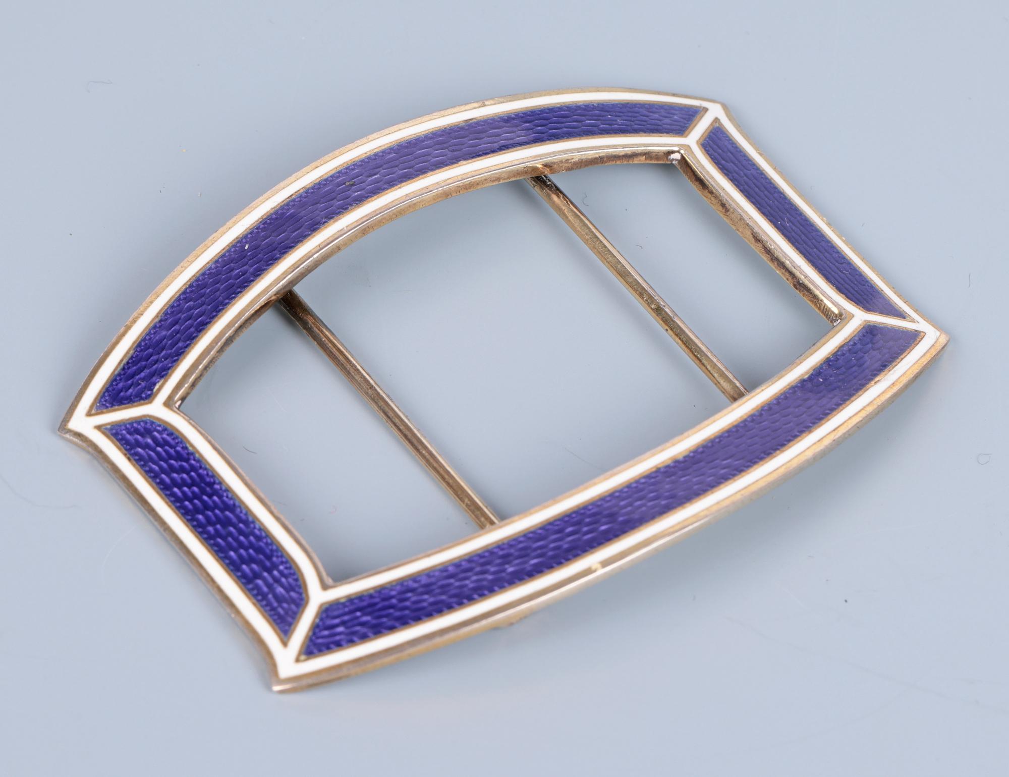 Georg A Scheid Austrian Silver Guilloche Enamel Silver Buckle For Sale 6