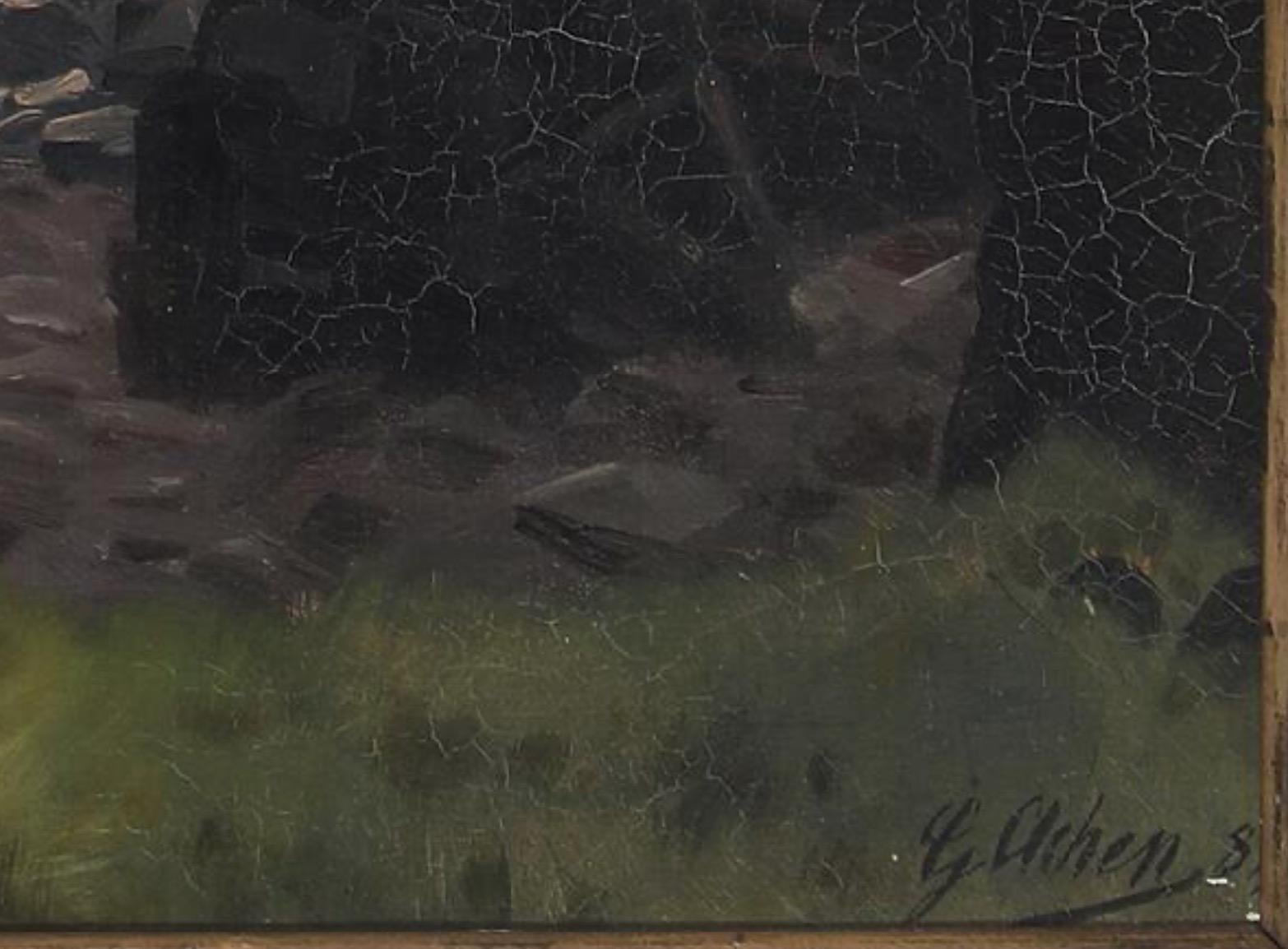 Sonnenuntergang am Kullen (Braun), Landscape Painting, von Georg Achen