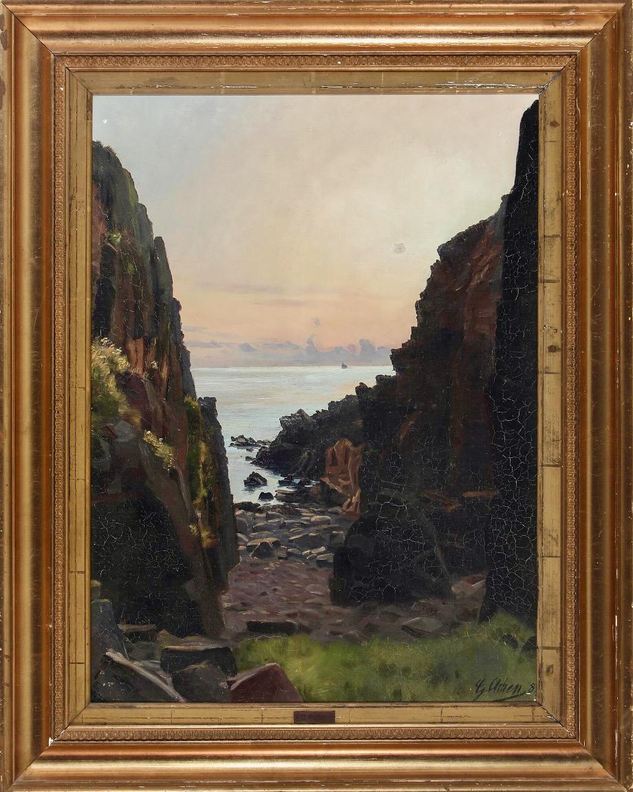 Georg Achen Landscape Painting – Sonnenuntergang am Kullen